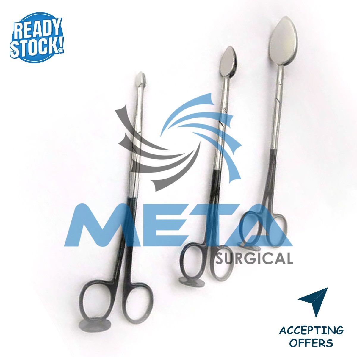 Trepsat Facial Flap dissector scissors set of 3pcs,10mm,15mm,20mm Premium