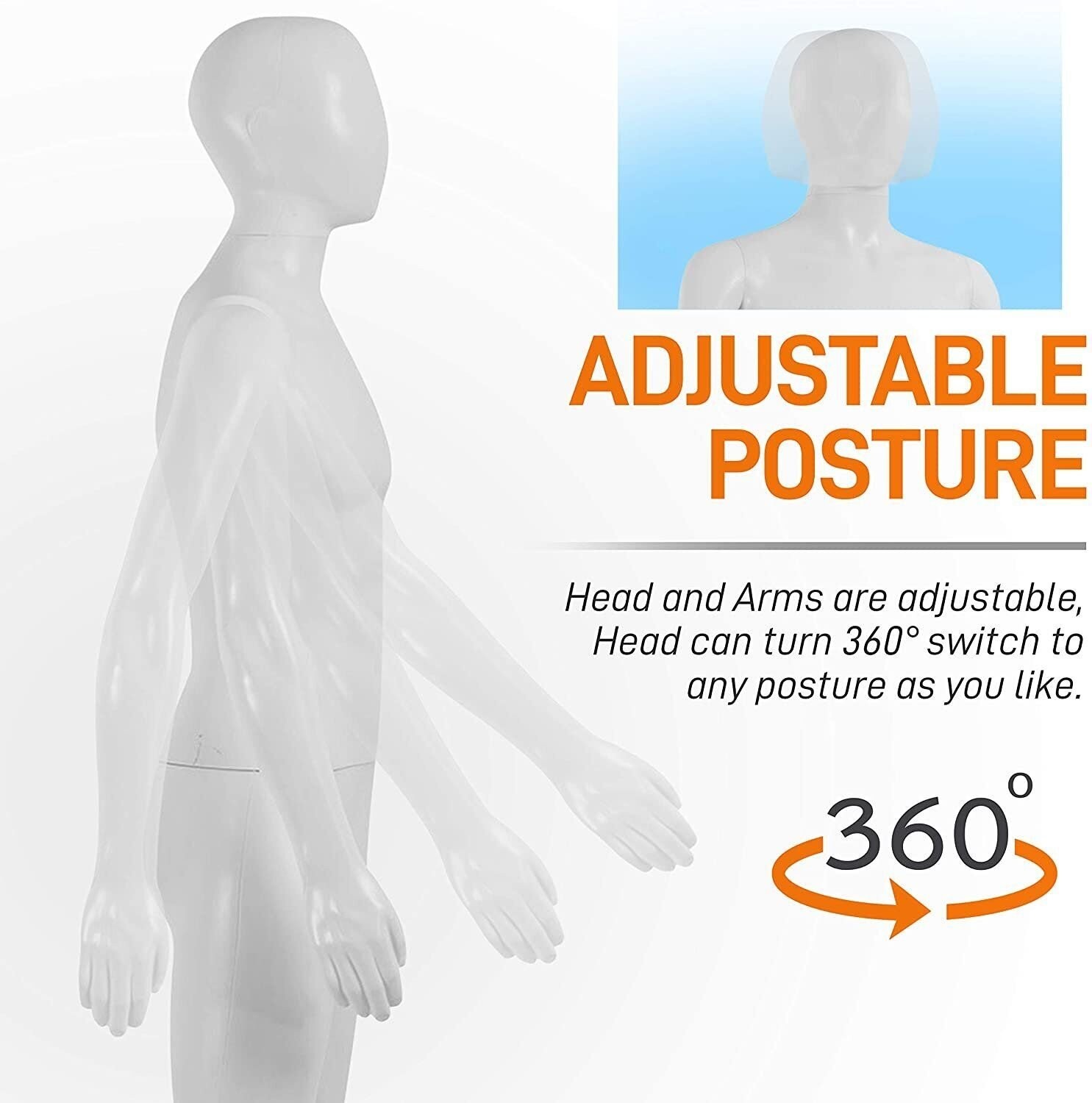 SereneLife Male Mannequin Full Body Torso Dress Form 73”/