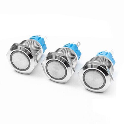 19mm 12V LED ON OFF Waterproof Stainless Steel Latching Push Button Power Switch