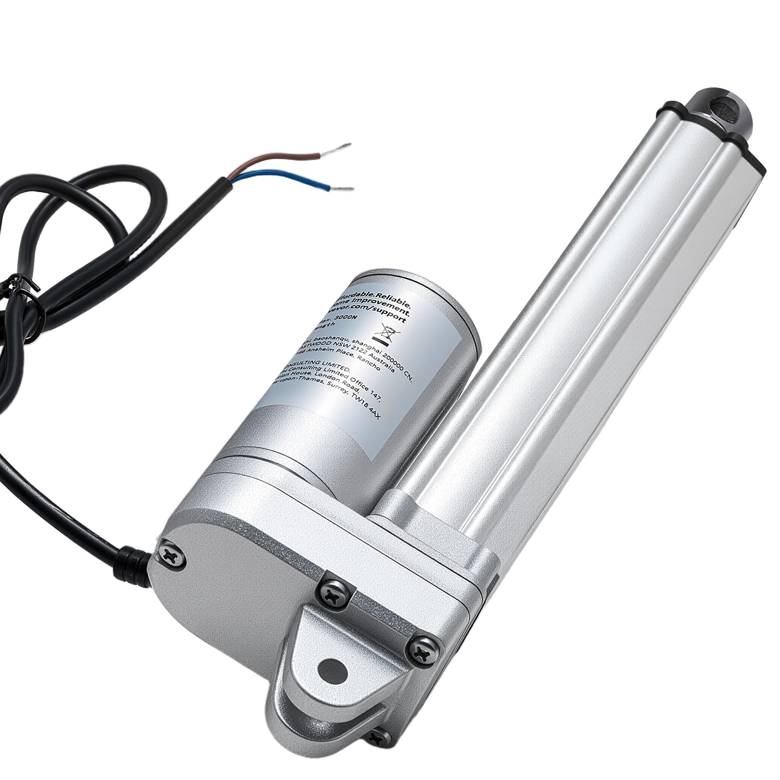 VEVOR Linear Actuator 12V 6-inch 675lbs/3000N IP65 Waterproof 0.2″/s Actuator