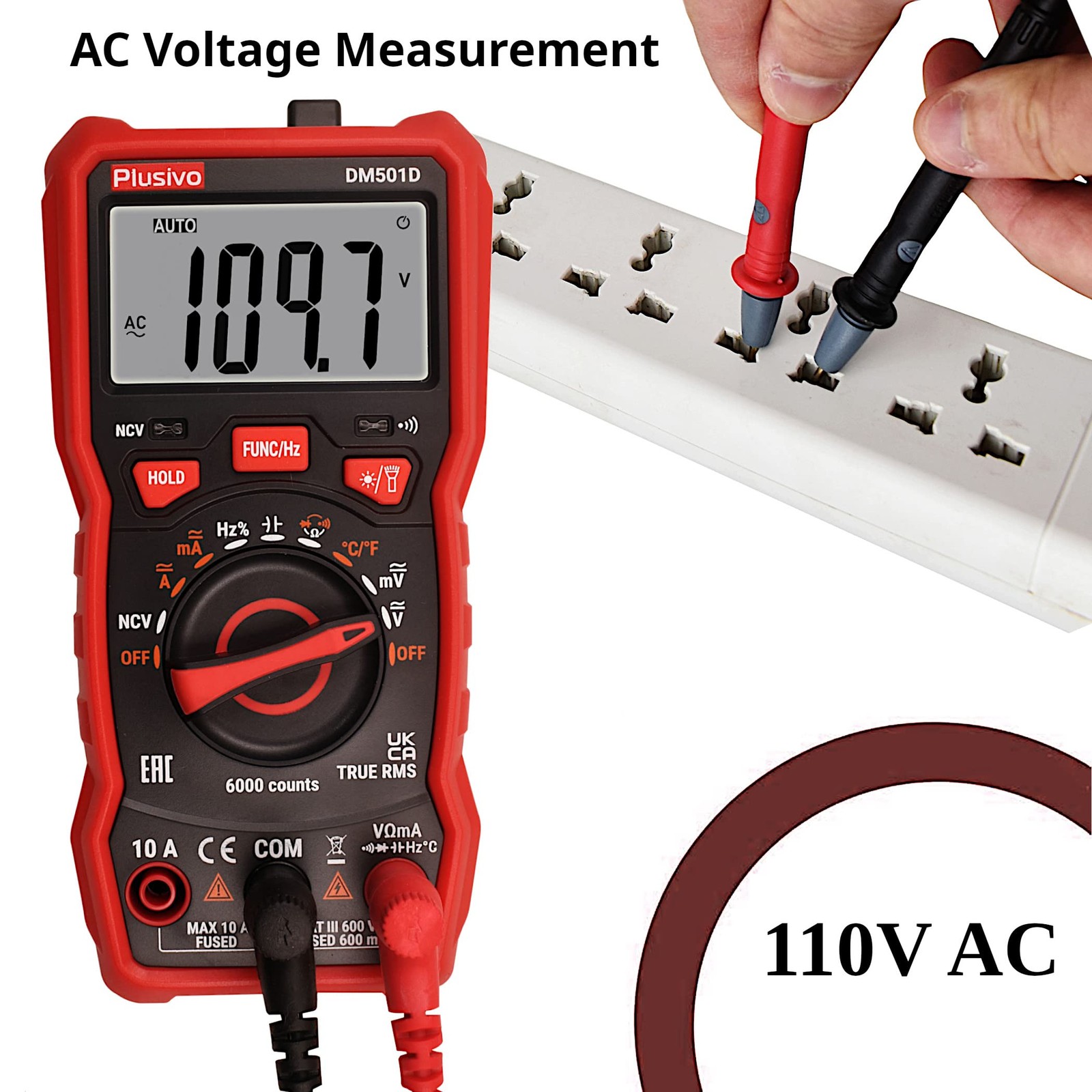 Multimeter 6000 Counts Digital Multimeter Auto Ranging TRMS AC DC Voltmeter Ohm