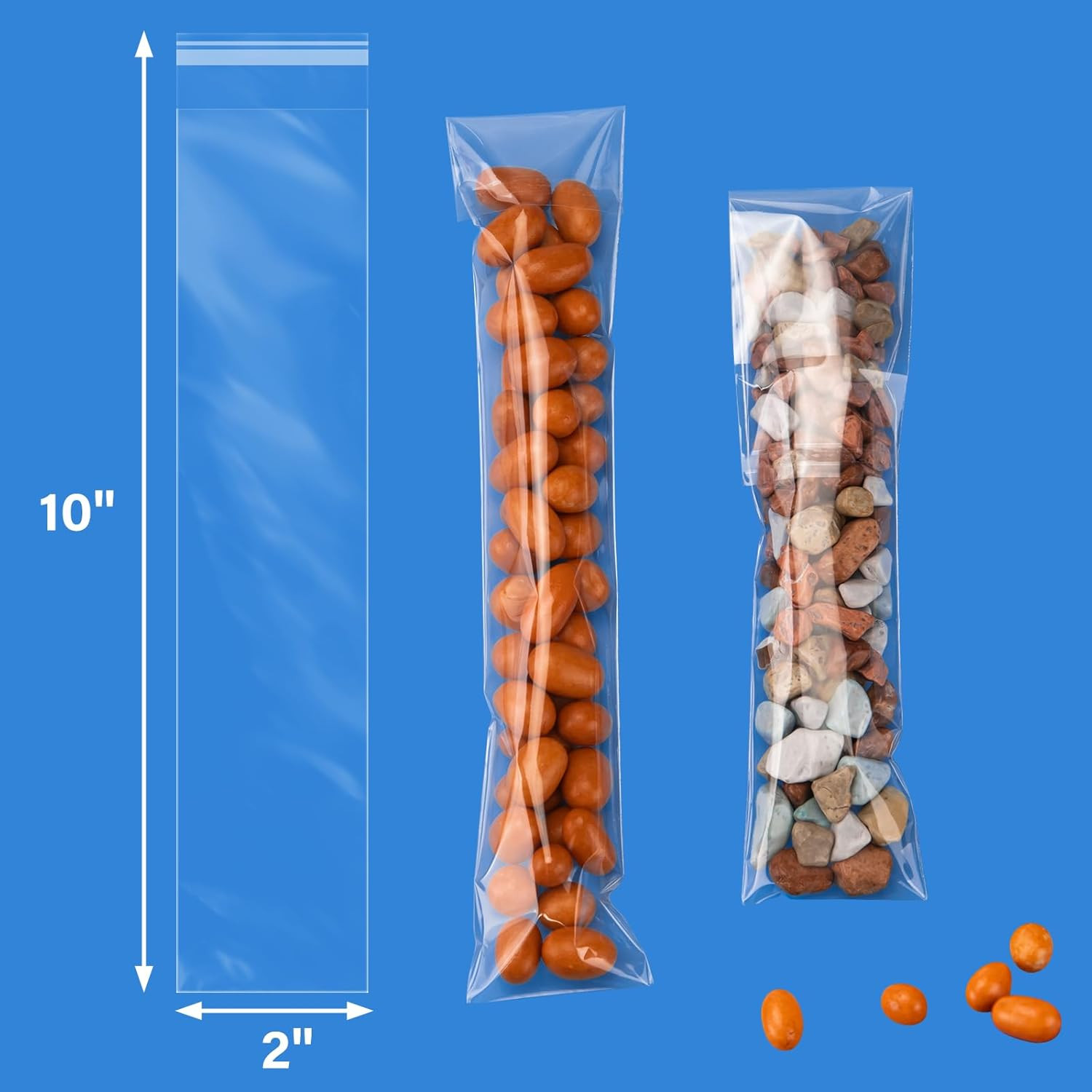 2X10 Inches 240 Pcs Clear Pretzel Rod Bags, Self Sealing Resealable Cellophan…