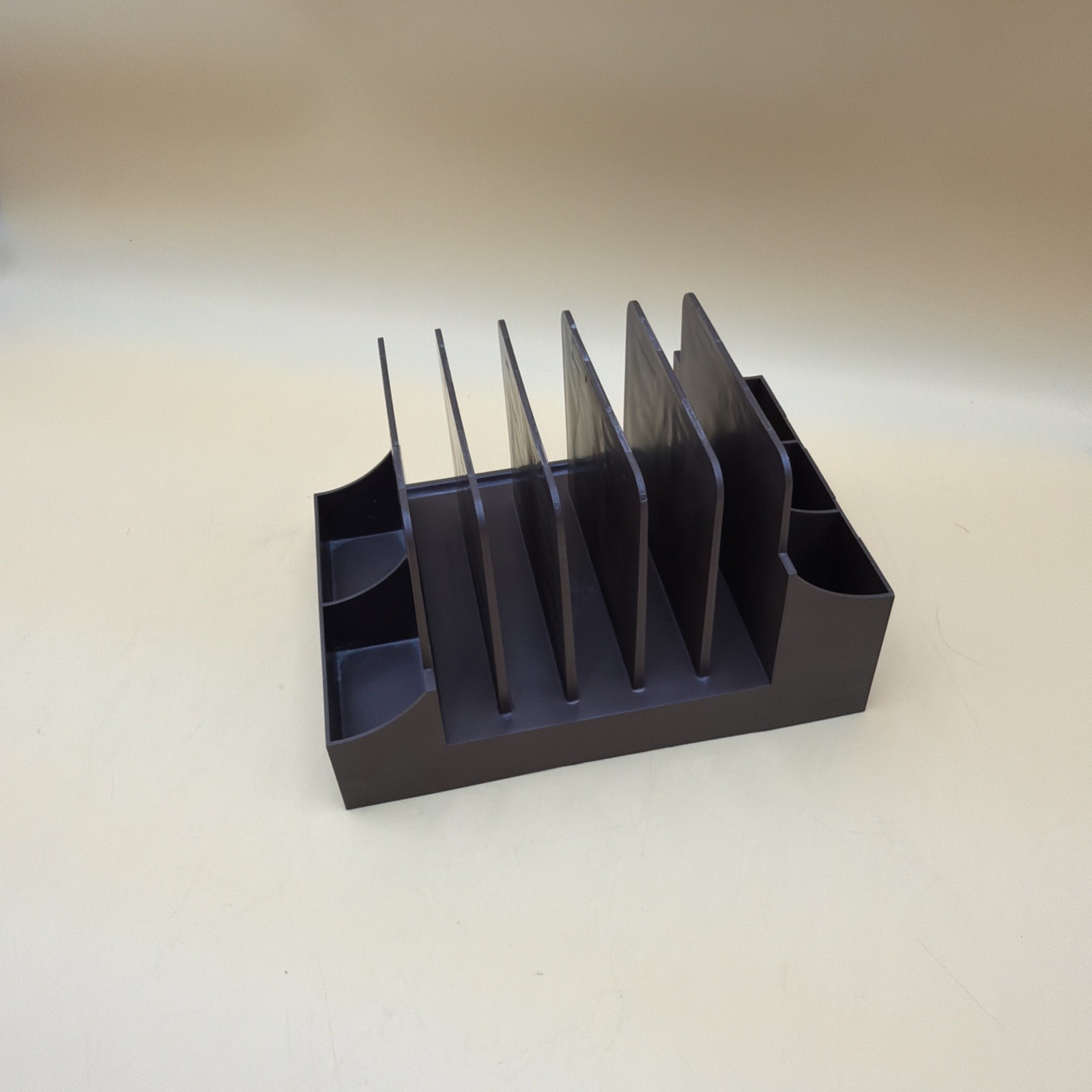 Vintage Action Industries Brown Plastic Desk Organizer Letter File Sorter 1970s