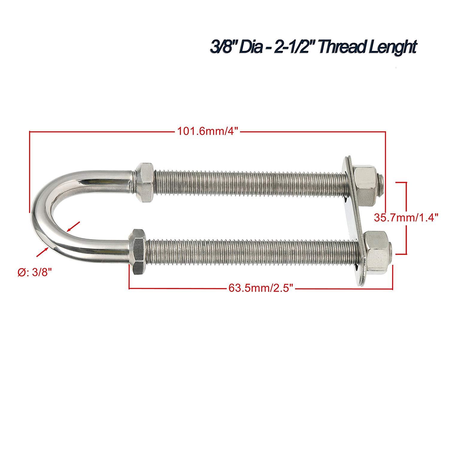 7 Sizes Available Stainless Steel Marine Boat Stern Bow Eye Tie Down U Bolt US