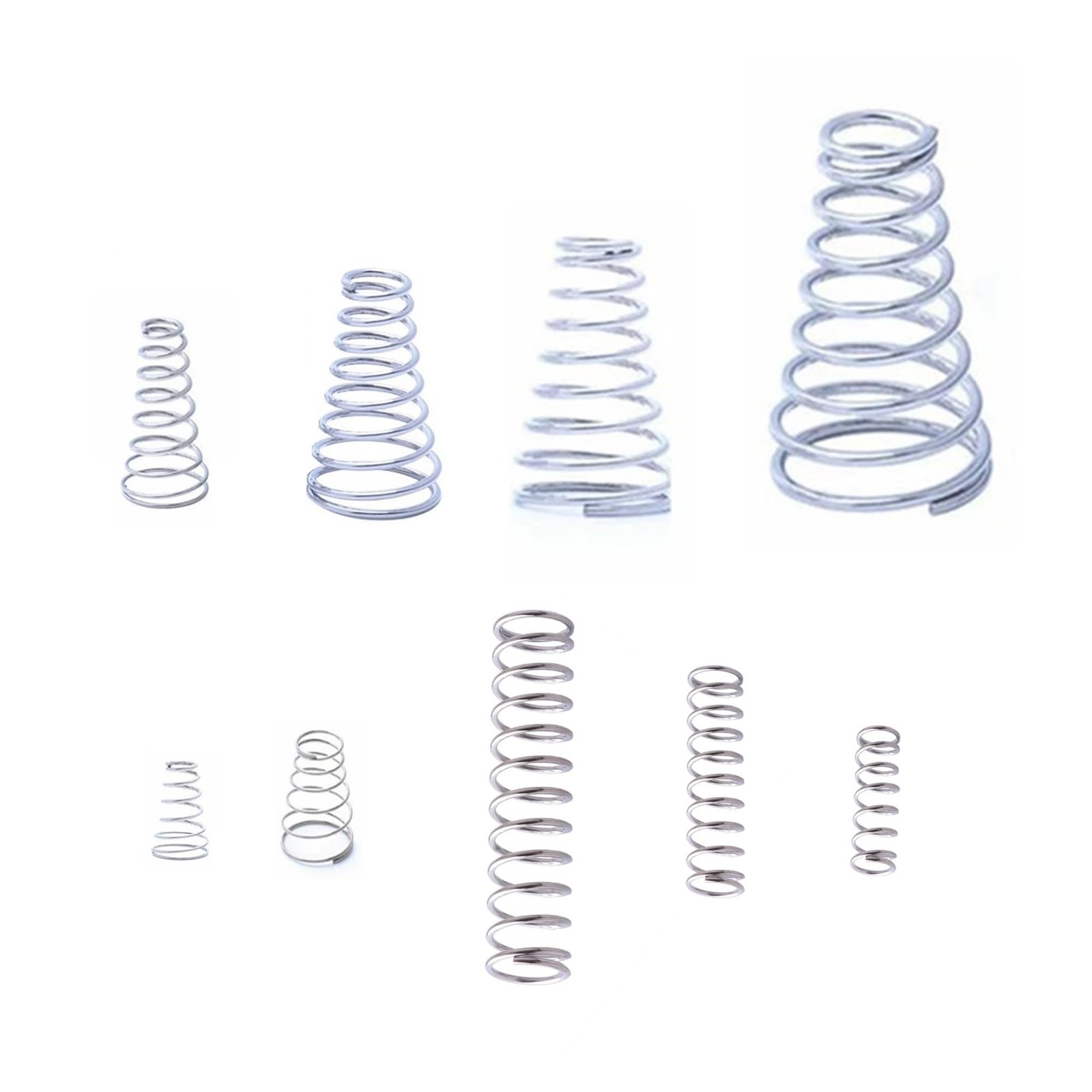 100pcs Conical Spring Assorted Set, 304 Stainless Steel Metal Taper Compression