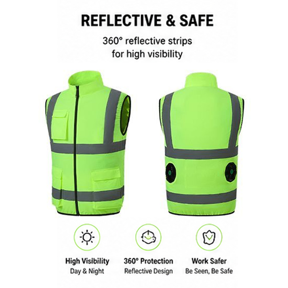 Safety Cooling Vest Jacket with 2 Fans – Air Conditioner Lightweight Vests