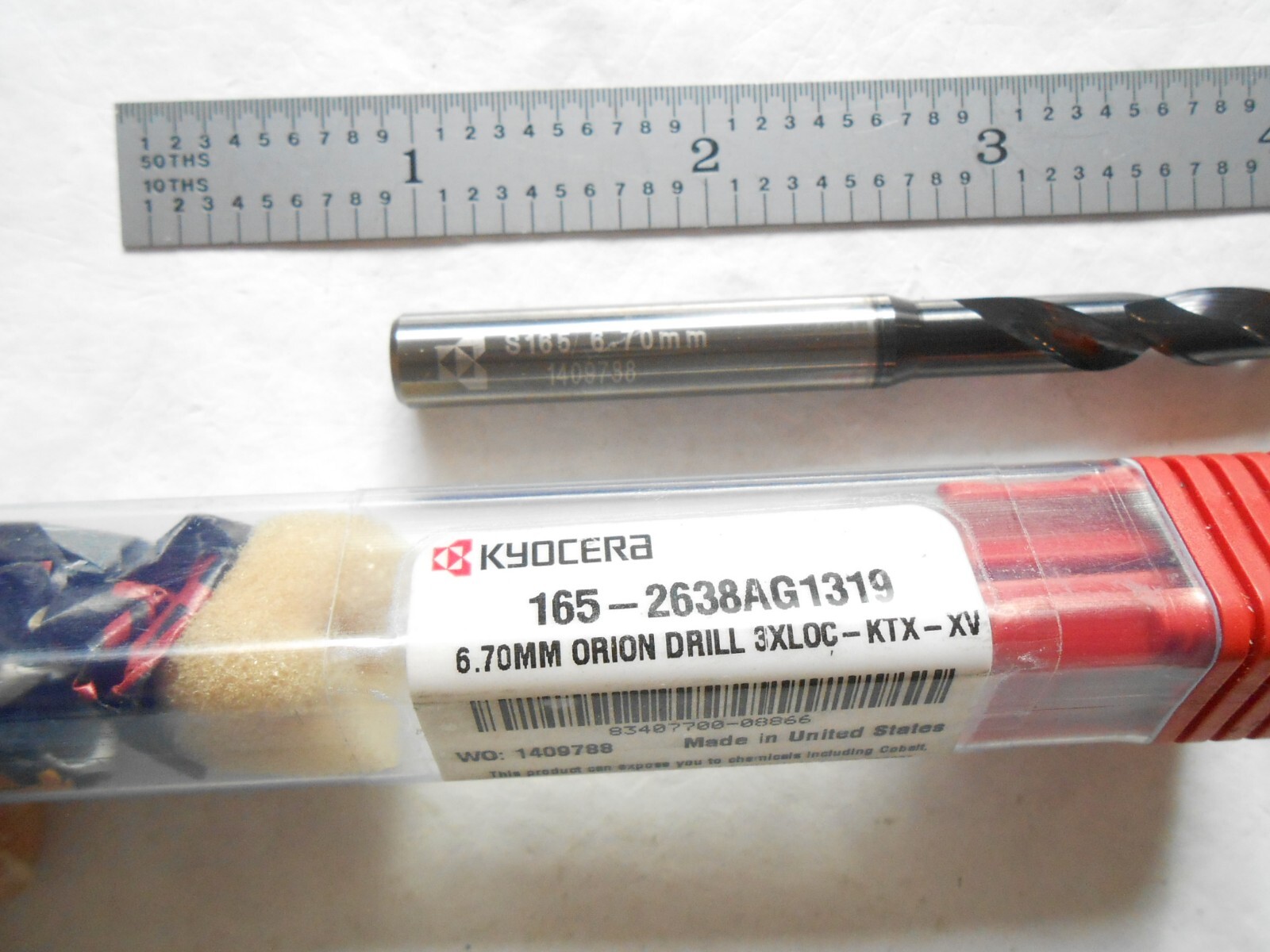 NEW KYOCERA USA HP. SOLID CARBIDE DRILL 6.70MM CUT DIA. X 1-15/16″ FL X 80MM OAL