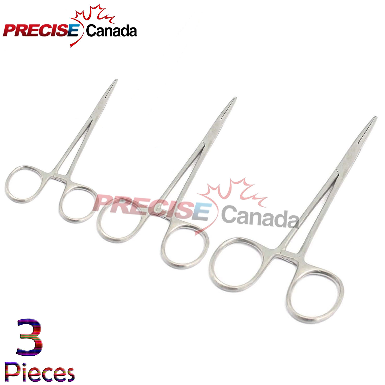 PRECISE CANADA 3 Assorted Mosquito Hemostat Forceps 3.5″ 4.5″ 5″ Straight