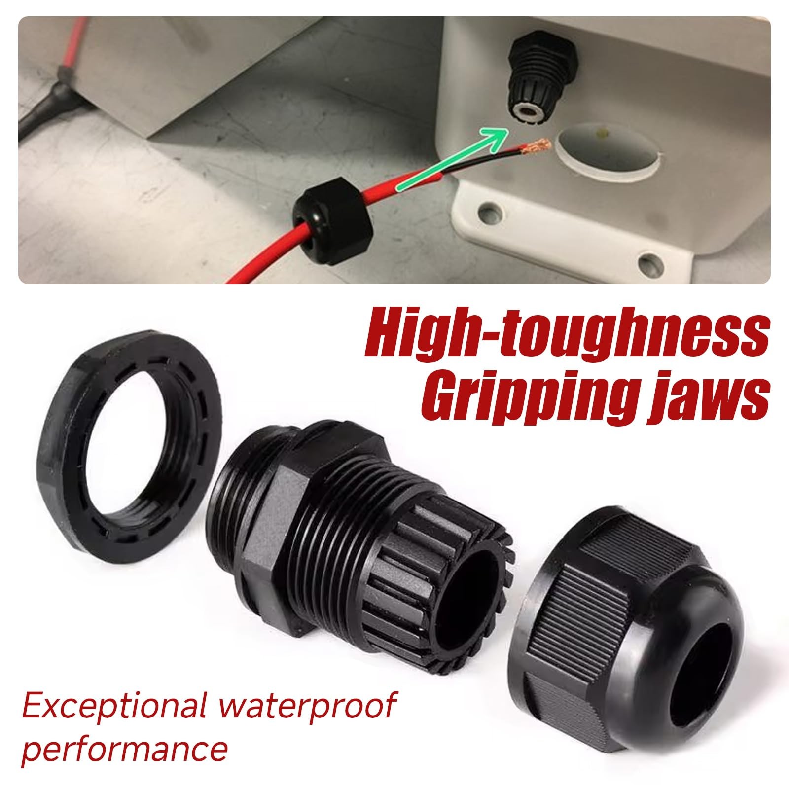 Cable Glands 72 pcs Cable Gland Waterproof joints, Adjustable Black 3-24mm Wa…