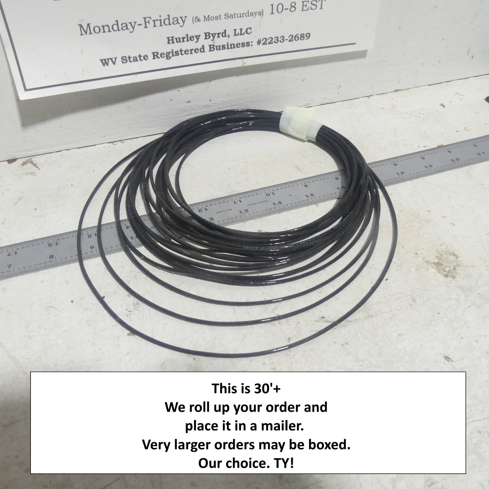 10′ TPC Black Chem Gard 14AWG Chemical Resistant High Temp 200° C 600v Cable