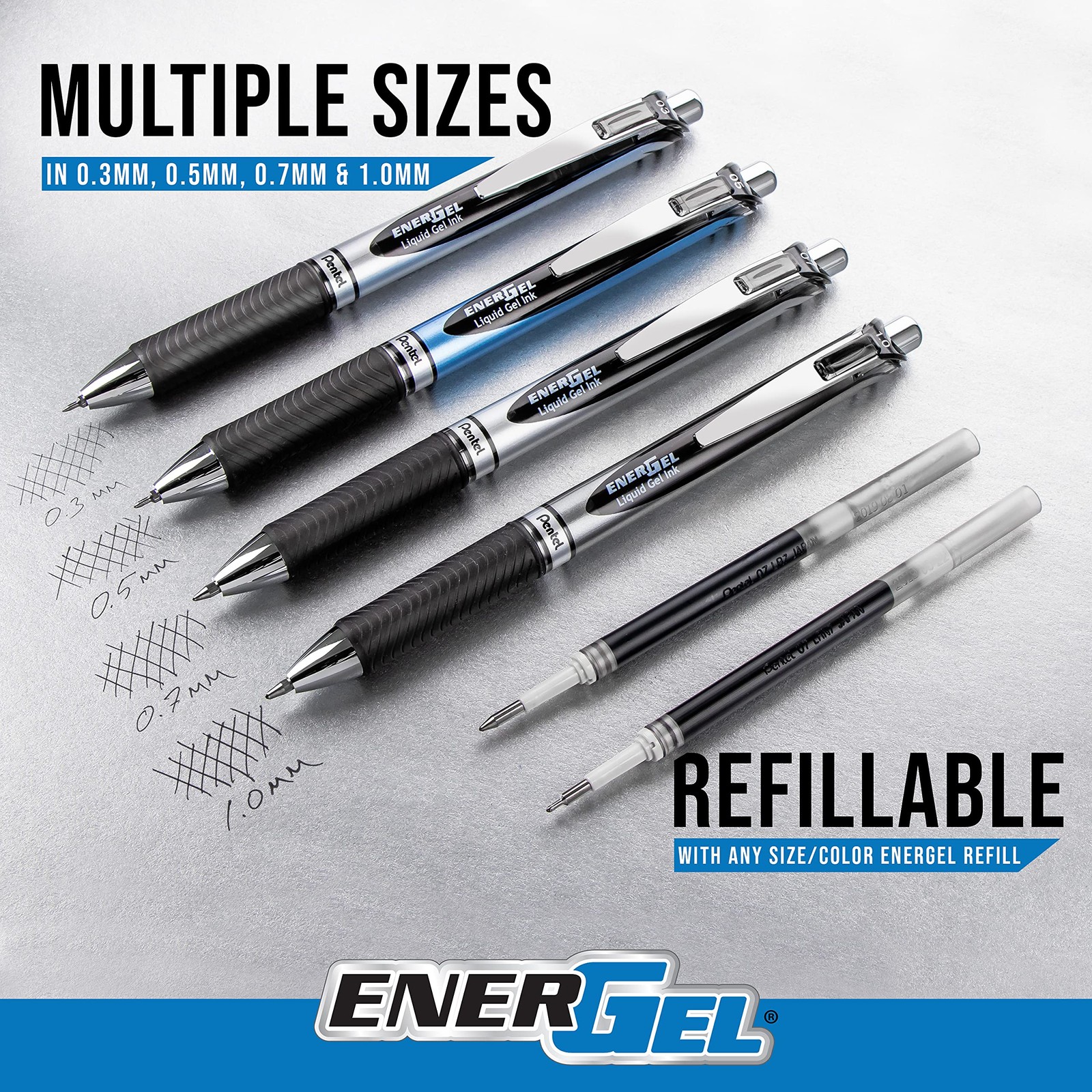 EnerGel RTX 0.7mm Liquid Gel Pens 3 Count Fast Drying No Smear Writing Tools