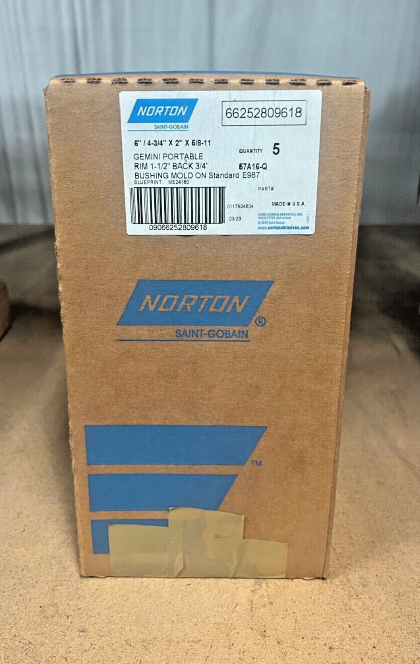 NORTON 66252809618 6 x 4-3/4 x 2 x 5/8-11 Gemini 57A16-Q Type 11 Flaring Cup