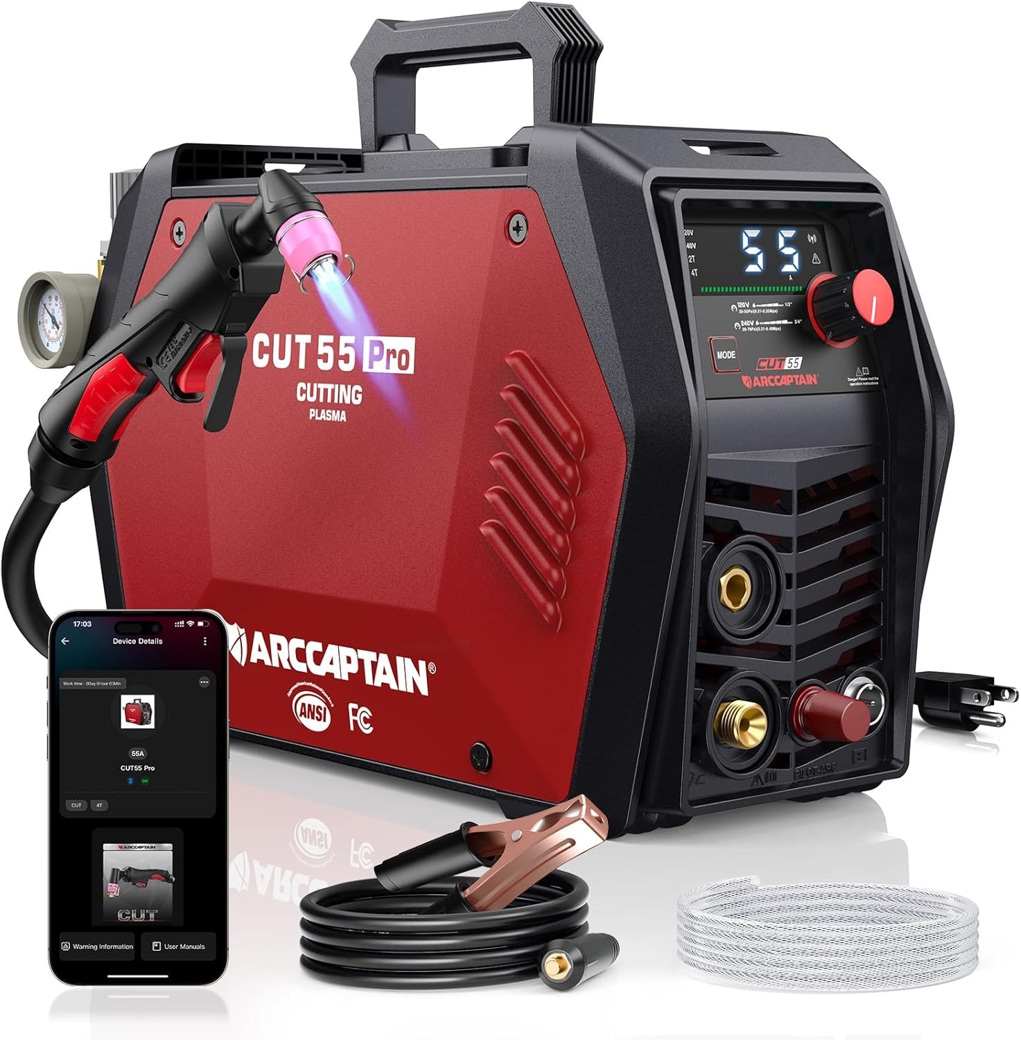 ARCCAPTAIN CUT55 PRO 55A Plasma Cutter Pilot Arc APP Control 110V/220V HF