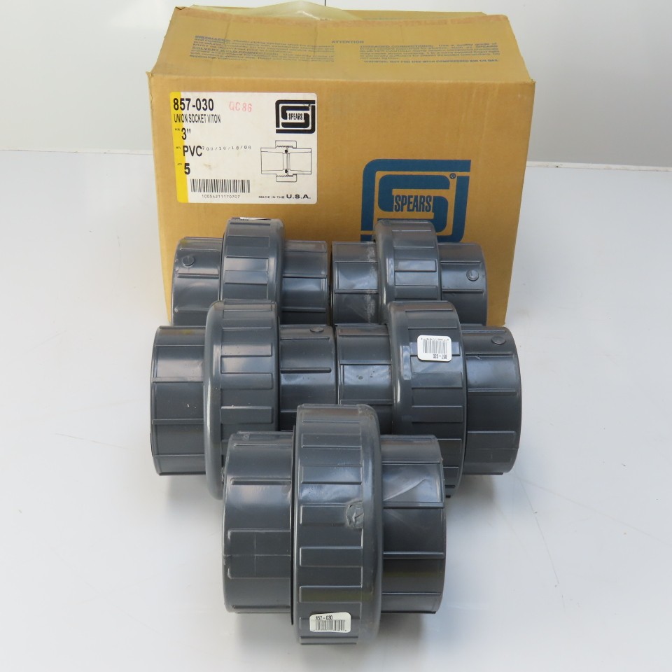 Spears 857-030 3″ Connector Union SCH80 Gray PVCI Pipe Fitting Lot of 5
