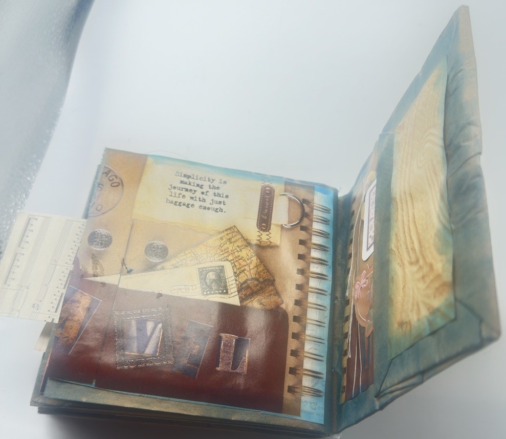 Hand Made Junk Journal 6×5 Inches Old Time Pictures With Orange Yellow Flowers