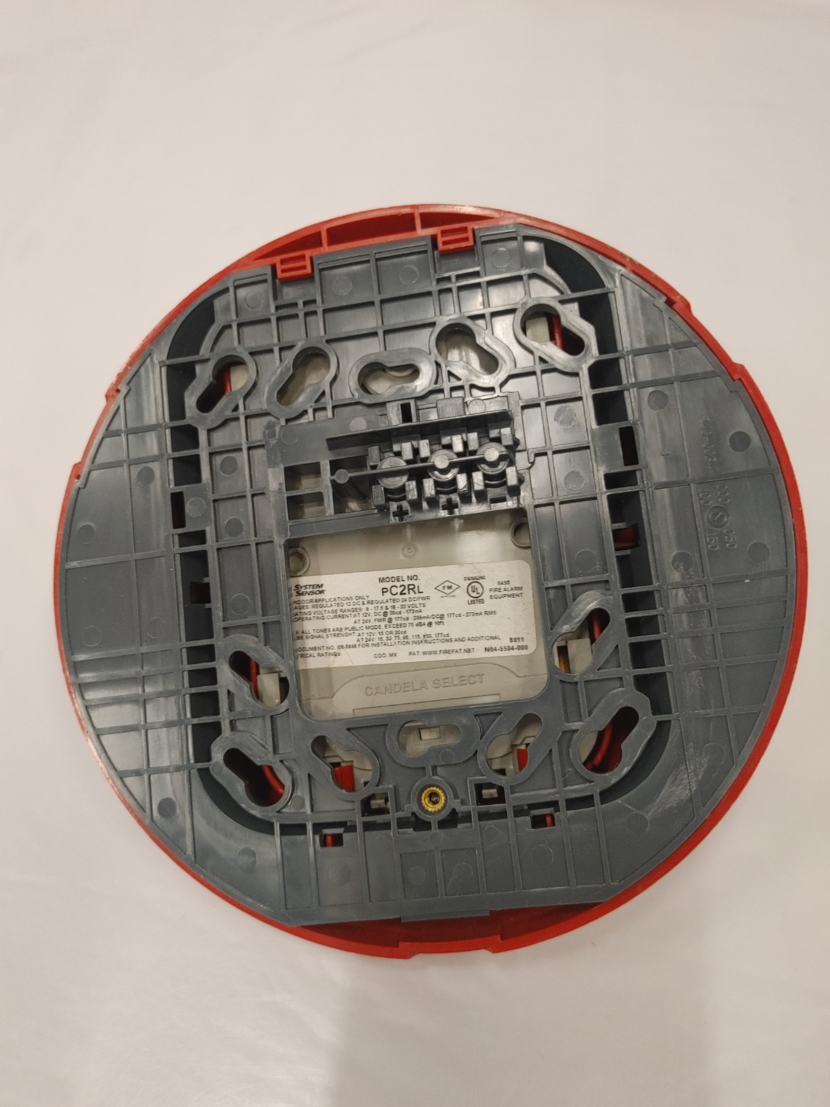 System Sensor PC2RL Fire Alarm Horn Strobe Ceiling Red No Mounting Plate