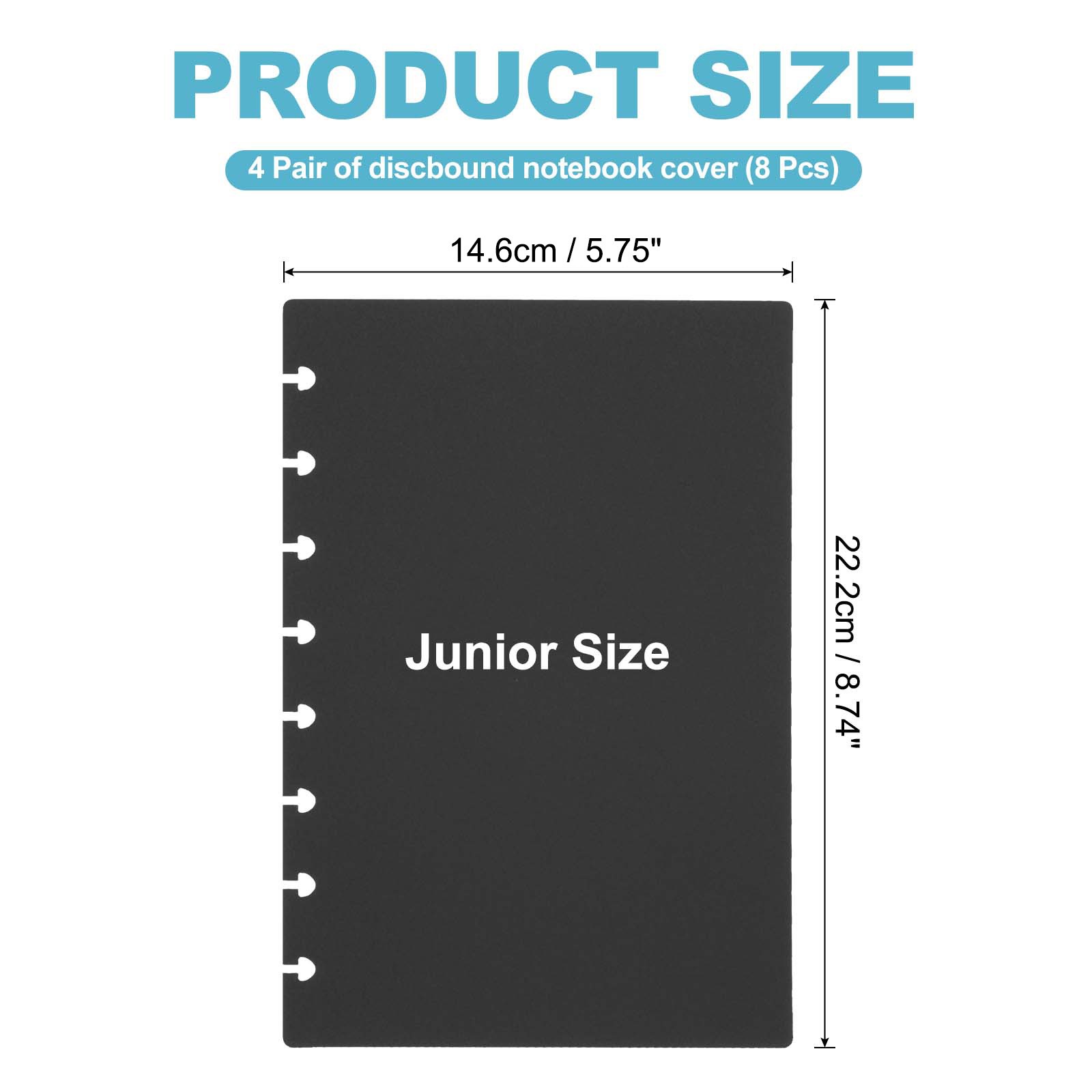 4 Pair Discbound Notebook Cover, Junior Size Planner Cover, Black
