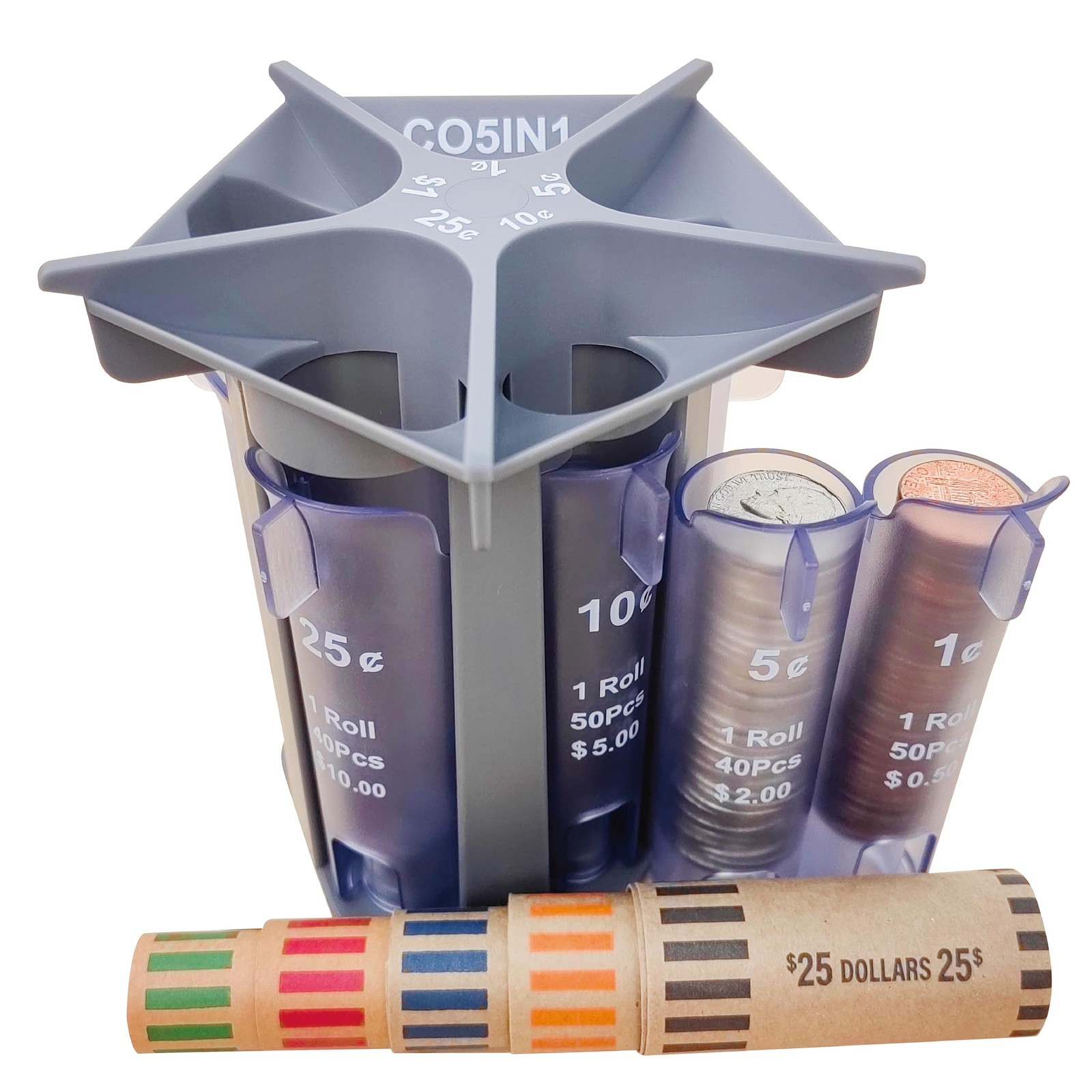 Change Sorter Tube as Coin Counter Machine with Coin Wrappers, Coin Sorter Chang