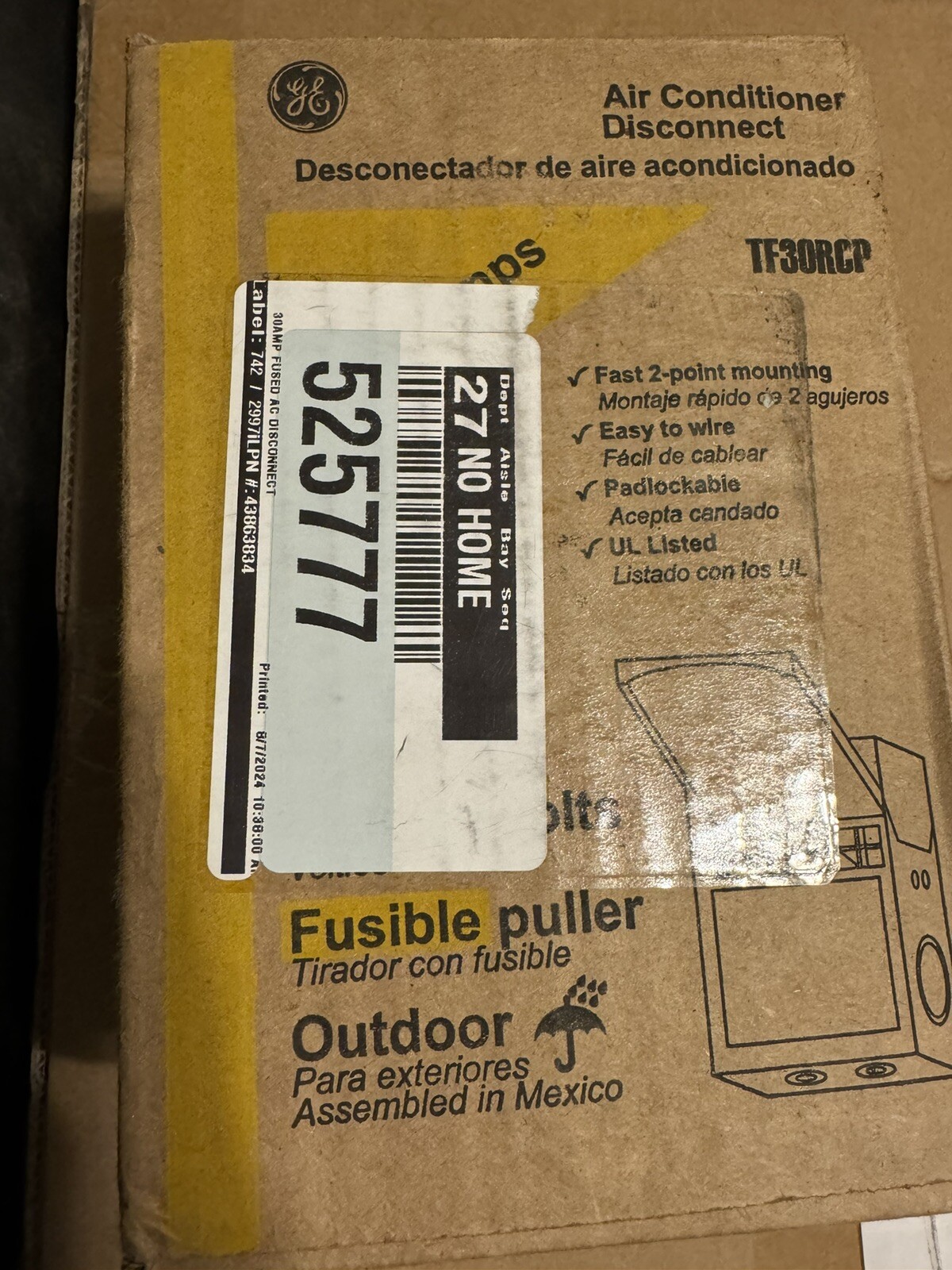 GE TF30RCP 240V 30A AC Disconnect Safety Switch – Gray