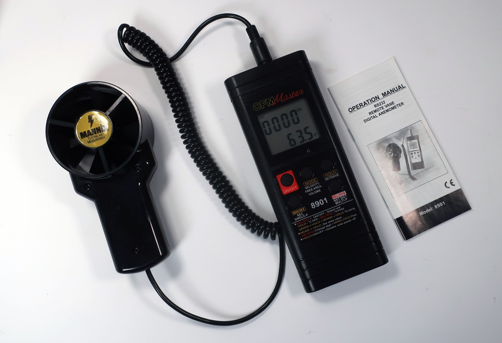 General Tools DCFM8901 Digital Two Piece Air Flow Meter with RS232 Output & Case