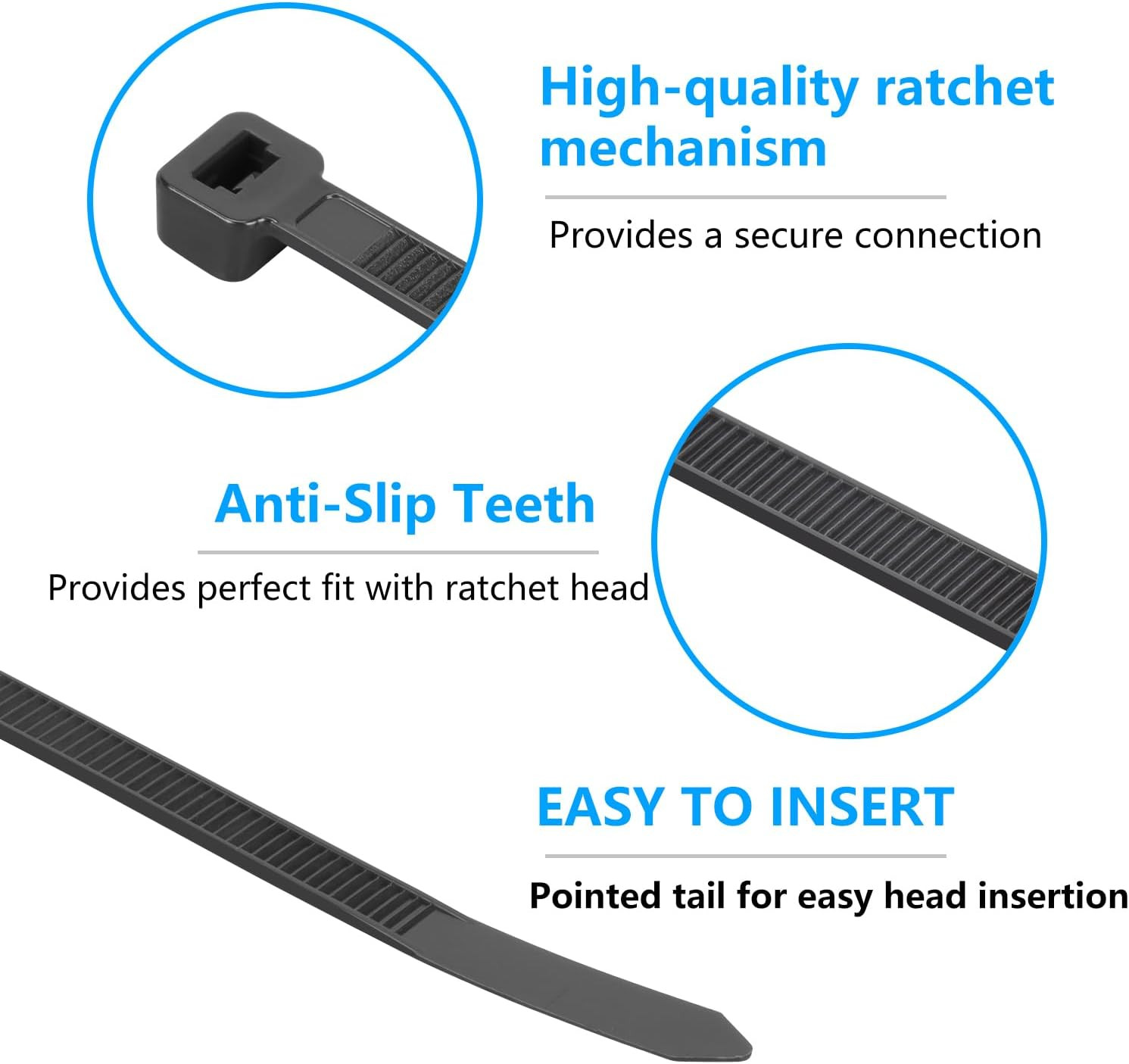 100pcs 18 Inch Heavy Duty Zip Ties Black Nylon Cable Ties UV Resistant 75LBS