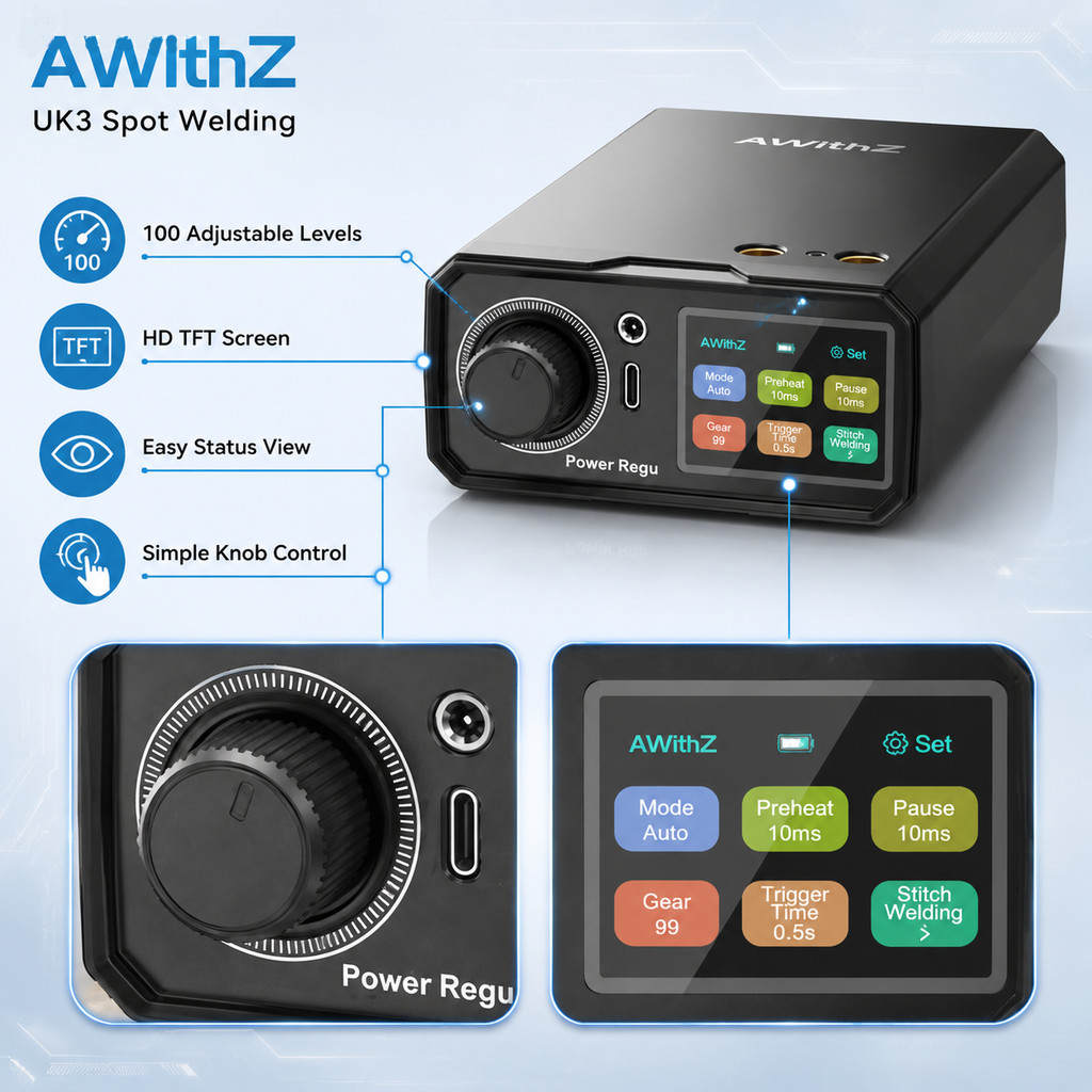 AWithZ Spot Welder Pedal Farad Capacitor 18650 Li Battery Spot Welding Machine
