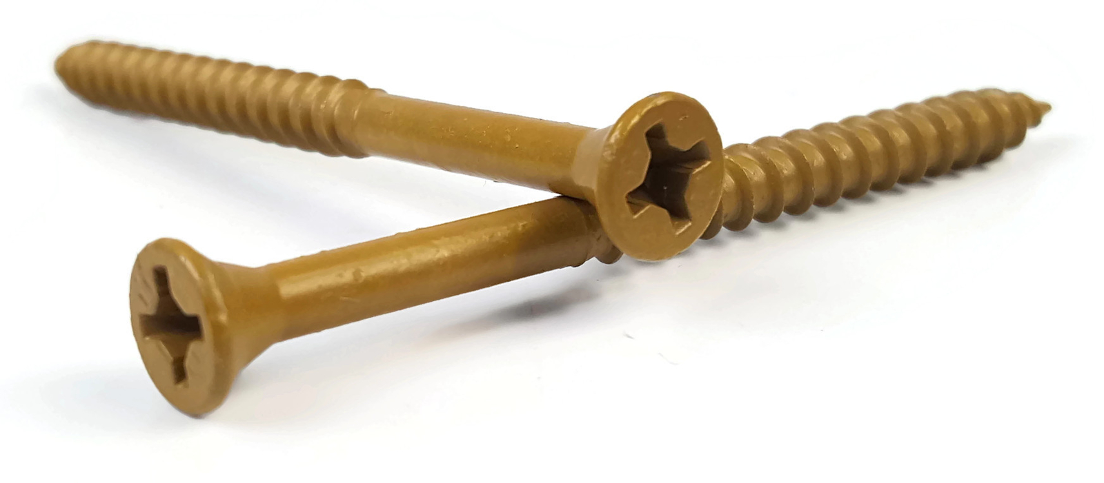 #8 x 2″ Phillips Square Combo Drive Steel Tan Deck & Wood Screws – Coated