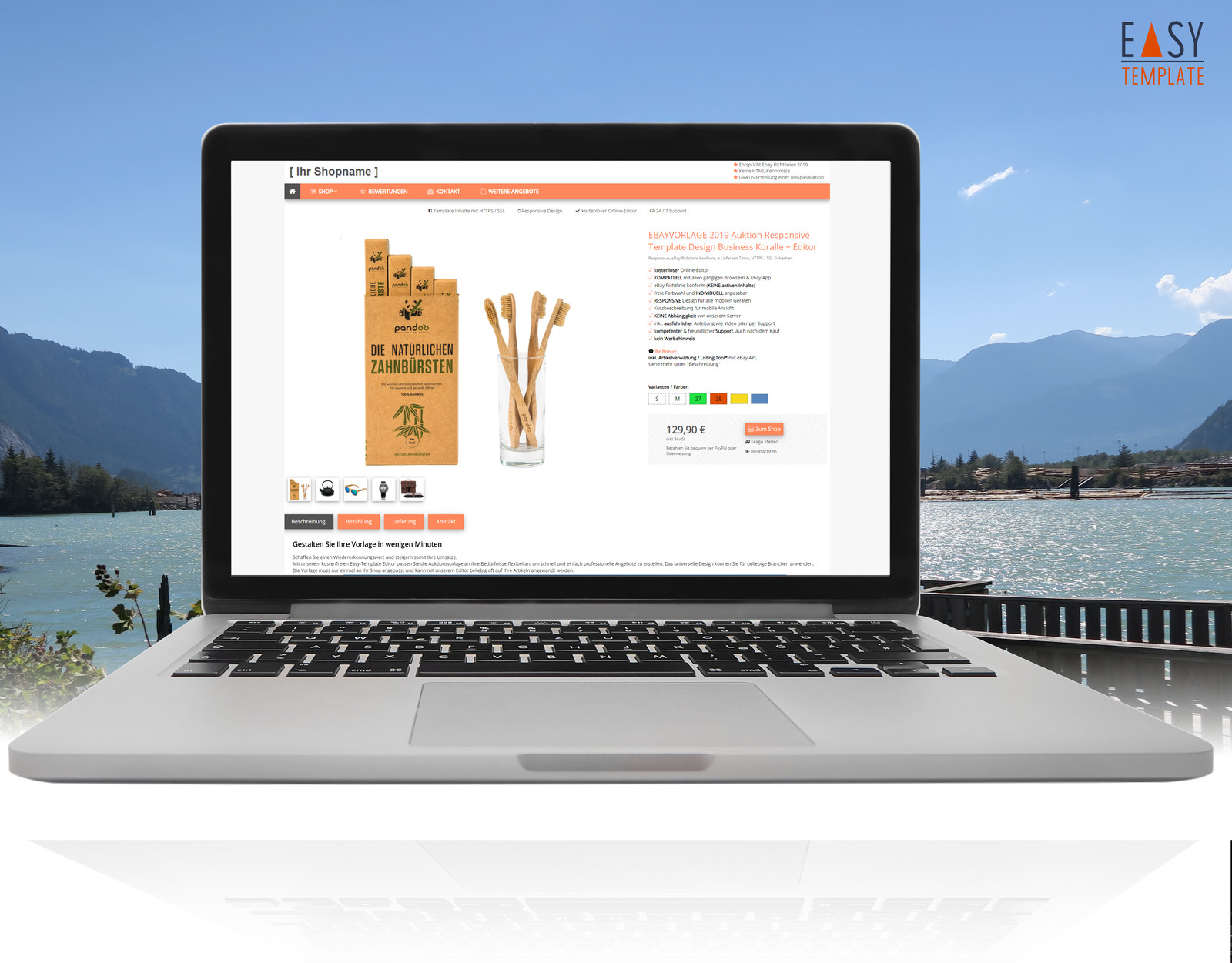 Ebayvorlage 2023 Design Template Responsive SEO Business Coral free Editor