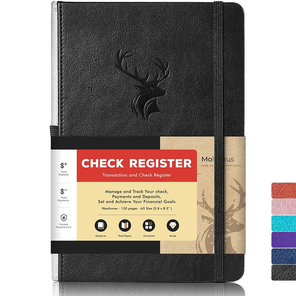 Check Registers for Personal Checkbook,Checkbook A5 (5.8″ x 8.3″), Black