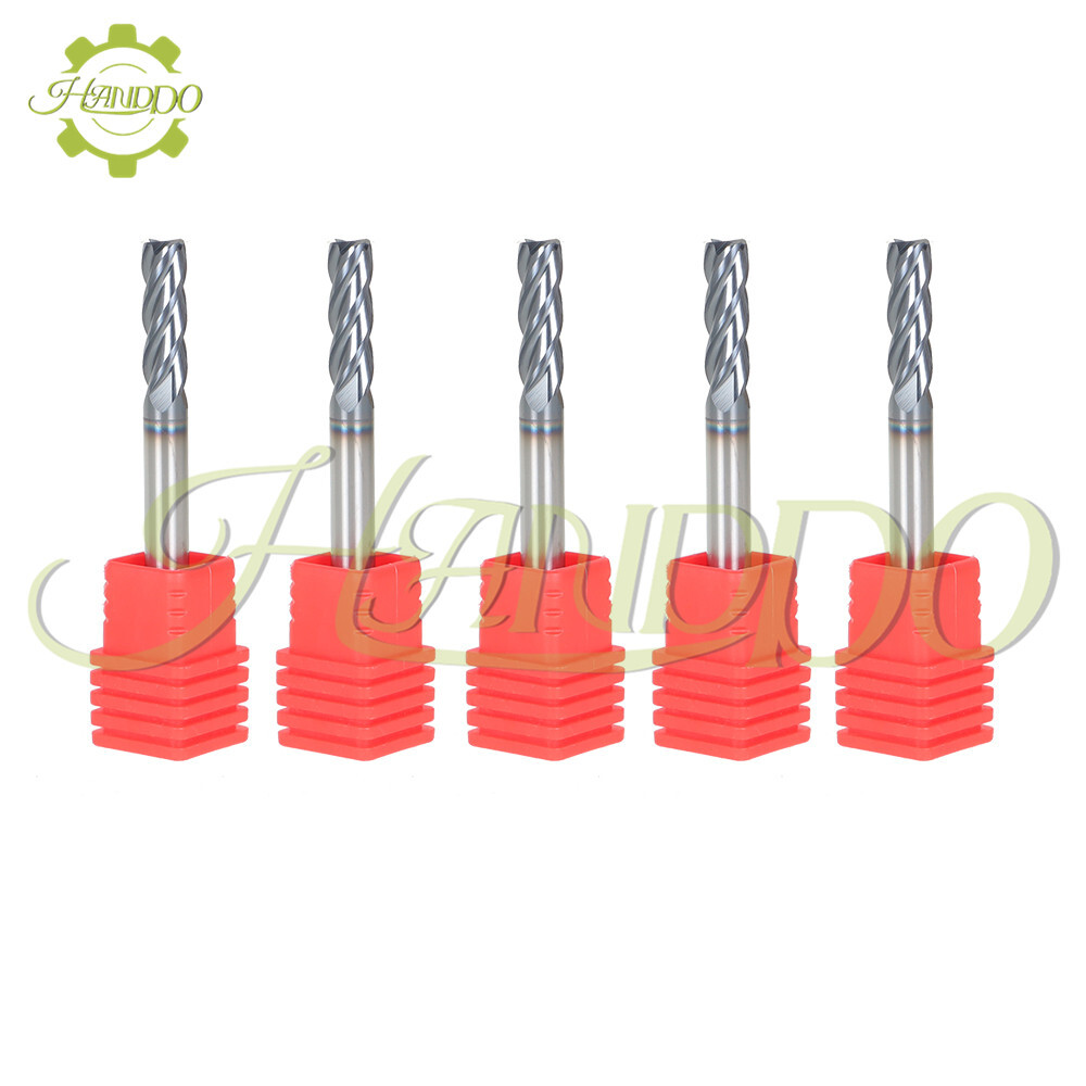 5 Pcs 3/16″ 4 Flute 2″ Overall Length Regular Carbide End Mill – TiALN COATED