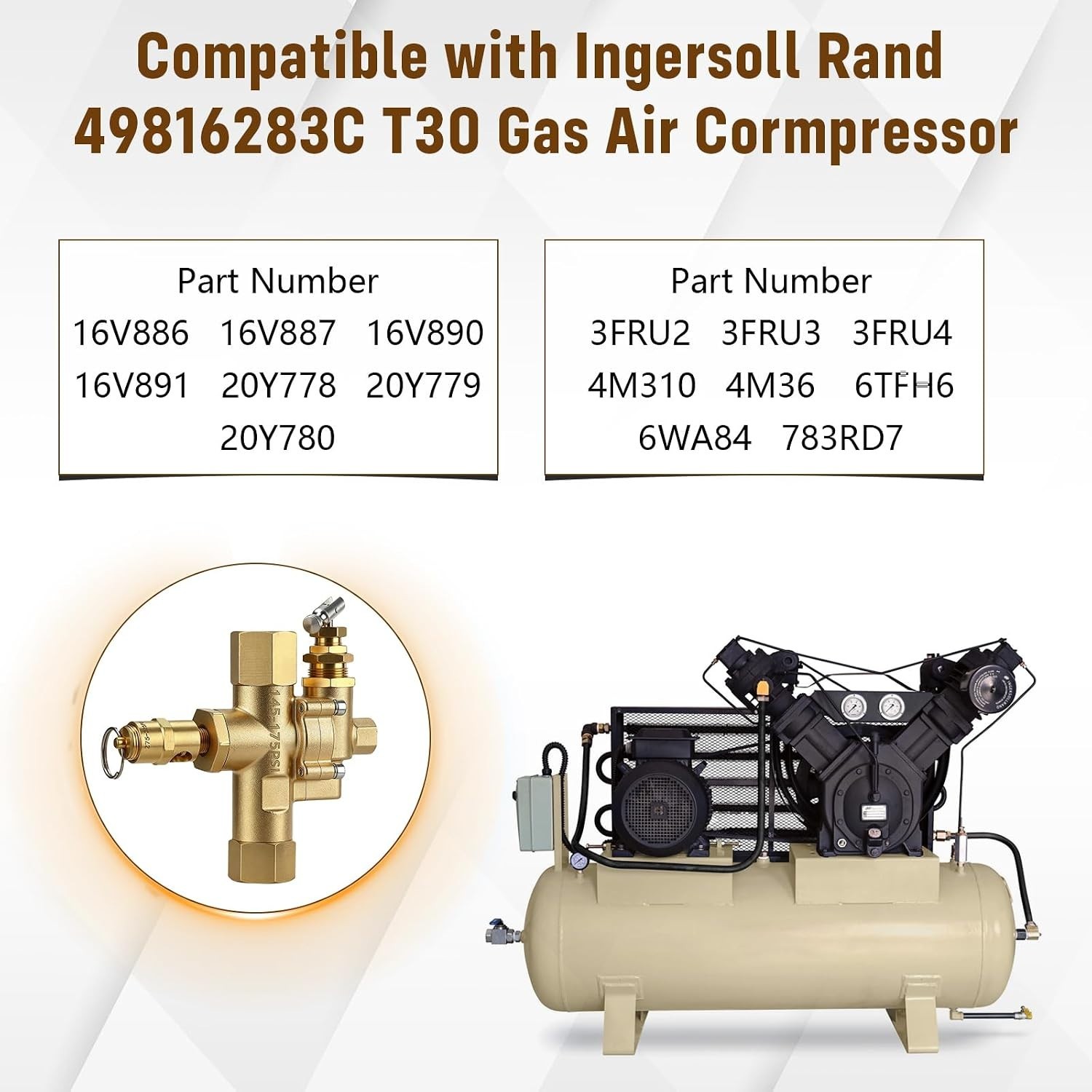 49816283C For Ingersoll Rand Pilot Unloader Check Valve T30 Gas Power Compressor