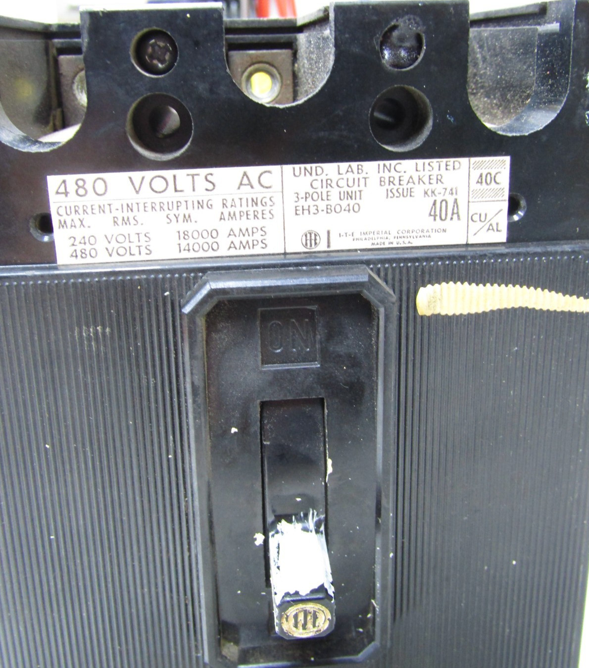 👀 ITE 40 AMP CIRCUIT BREAKER 480 VAC 3 POLE EH3-B040