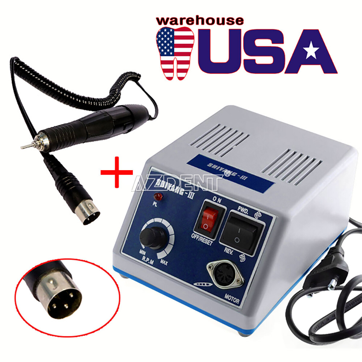 Dental Lab Marathon Electric Micromotor Polishing Unit / 35K rpm Motor Handpiece