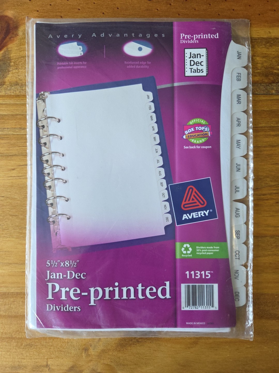 AVERY PRE-PRINTED DIVIDERS 5 1/2″ X 8 1/2″ JAN-DEC LOT OF 2 #11315