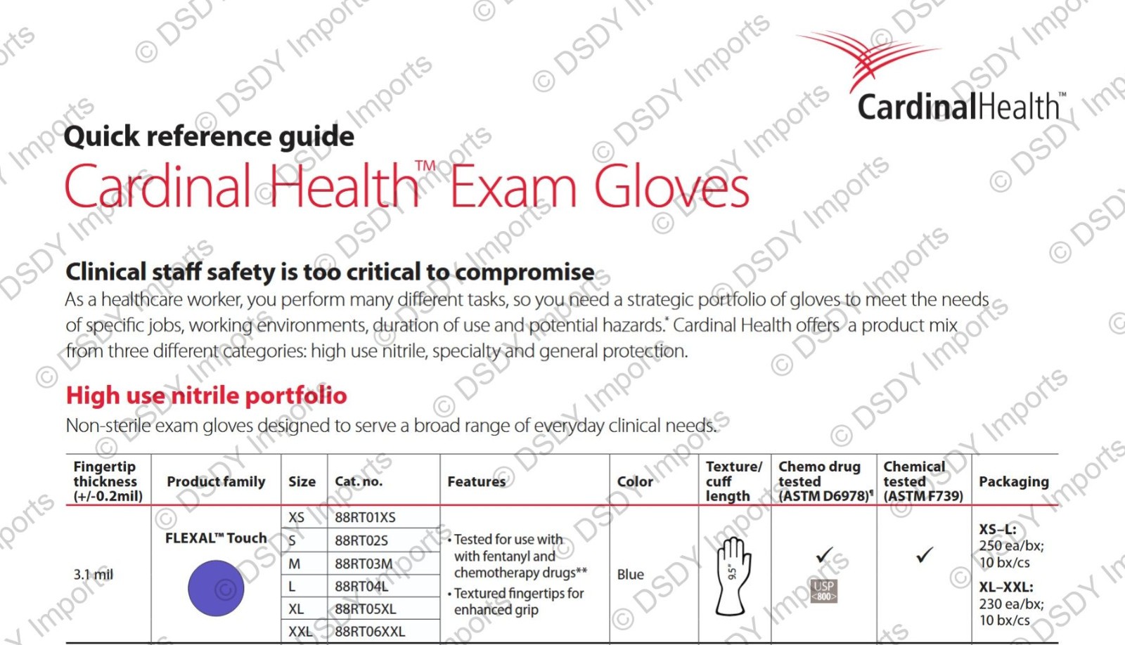 2500 SMALL HALYARD NITRILE STERLING SG EXZAM GLOVES (1xCASE) powder & latex free