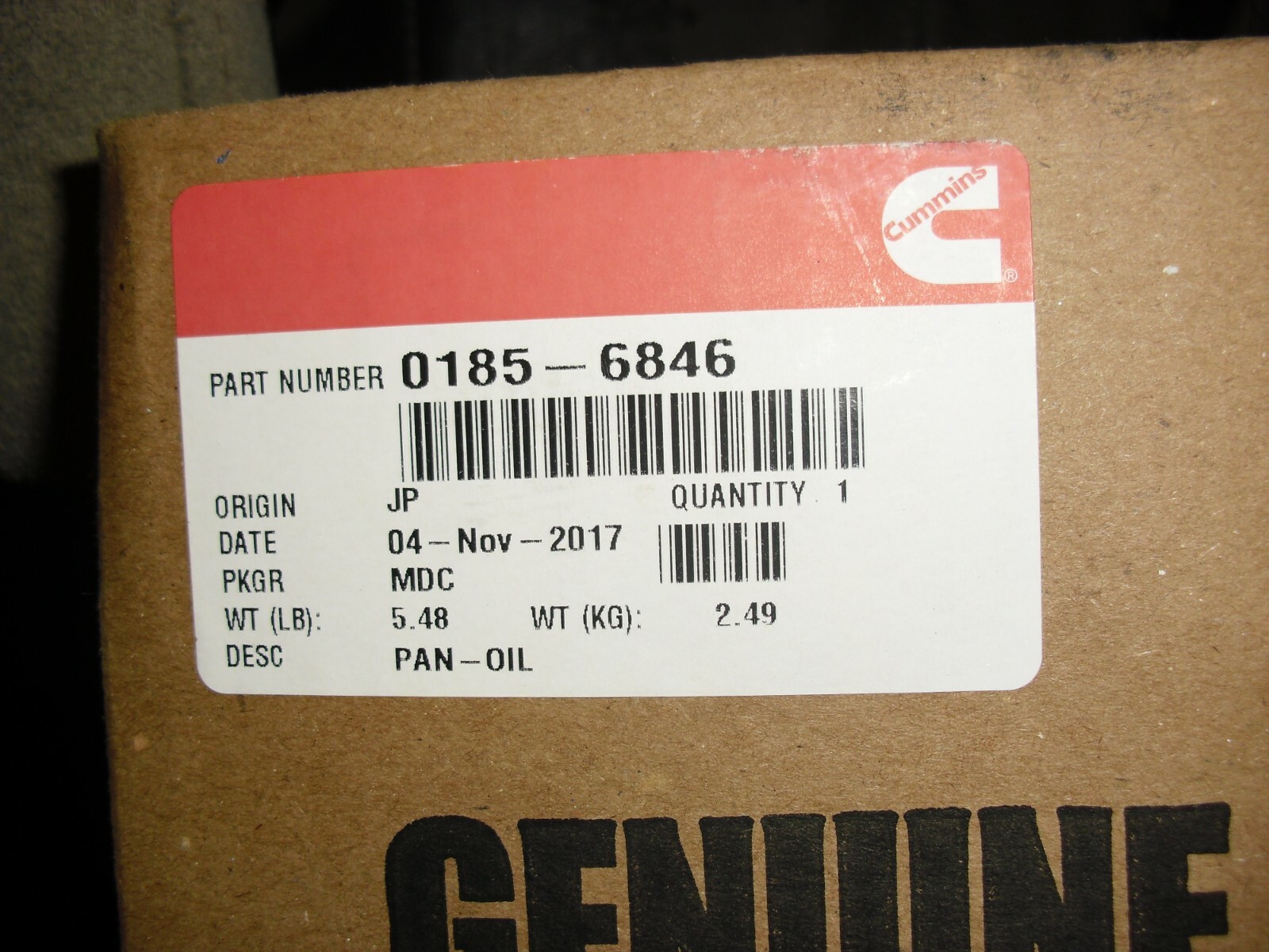 New OIL PAN aluminum Cummins 0185-6846 Onan Kubota 19280-01610