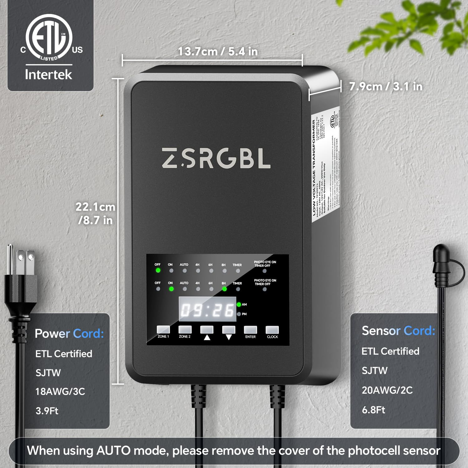 600W Low Voltage Transformer with 2 Zone Independent Control 120V AC to 12/14V A