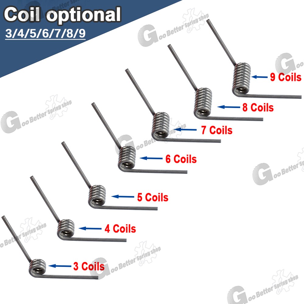 Torsion Spring 3-9 Coil (10 pcs), 1.2mm Wire dia, 6 ~ 12mm OD, Left spring Steel