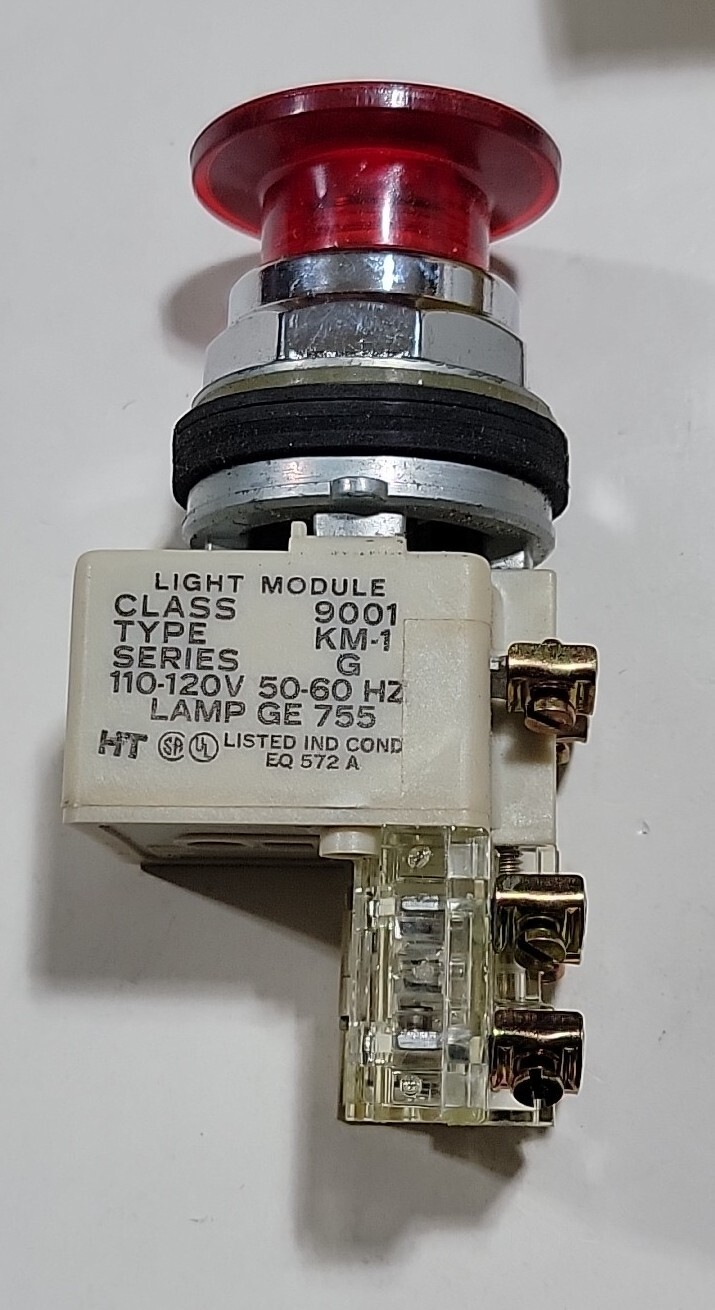 Square-D 9001-KR9P1RH13, Illuminated Red Push-Pull E-Stop, 110-120VAC, 1NO+1NC
