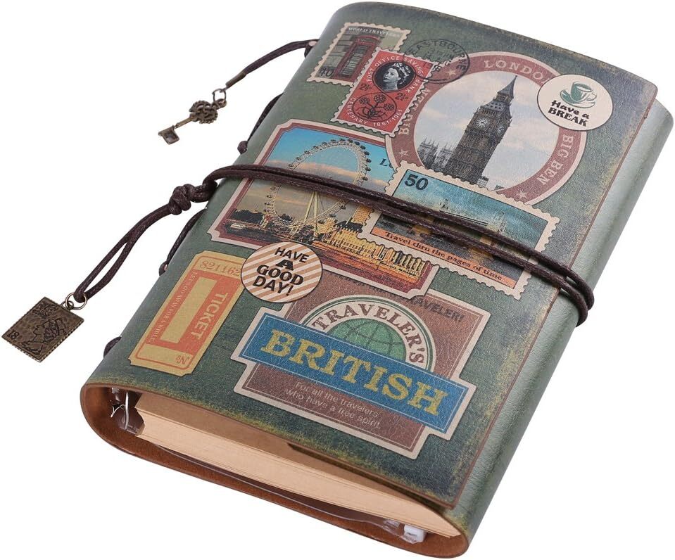MALEDEN Vintage Refillable Leather Journal 180 Blank Pages Travel Diary