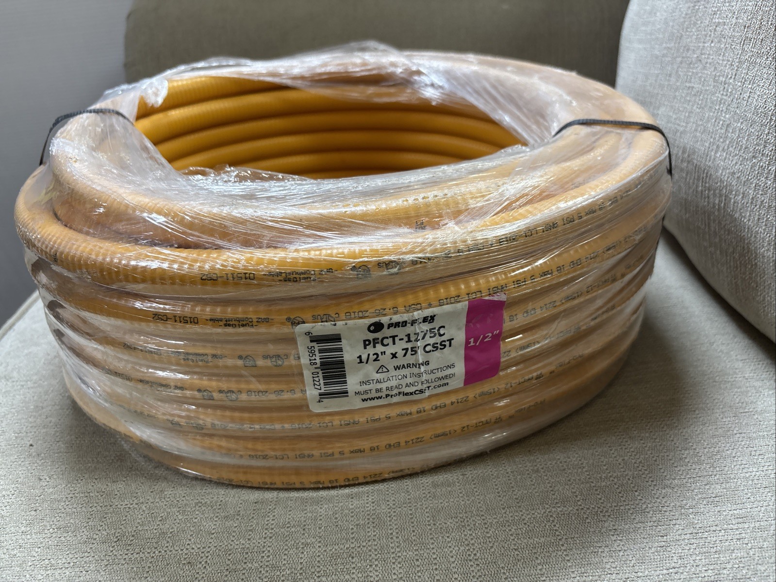 1/2″ x 75′ Pro-Flex CSST Galvanized Pipe Yellow PRCT-1275C