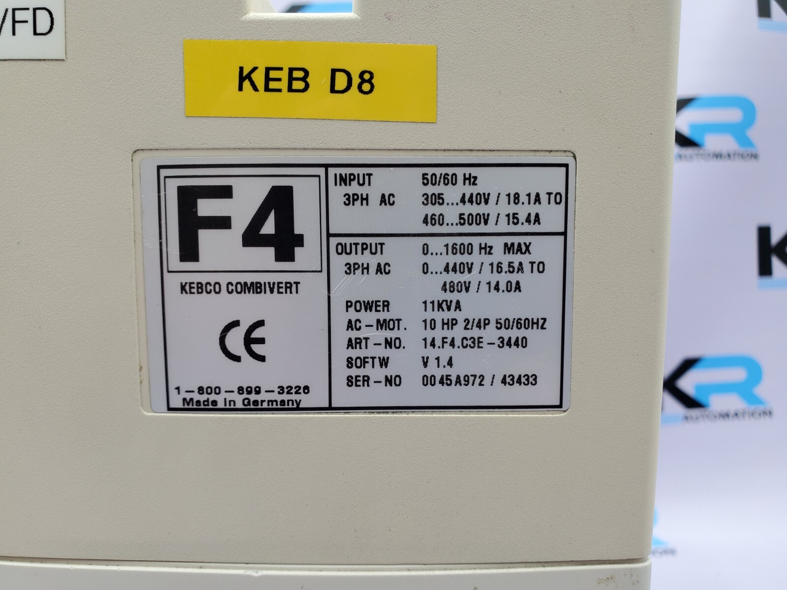 Kebco Combivert 14.F4.C3E-3440 Controlled Inverter 480V 50/60Hz 11KVA 10HP