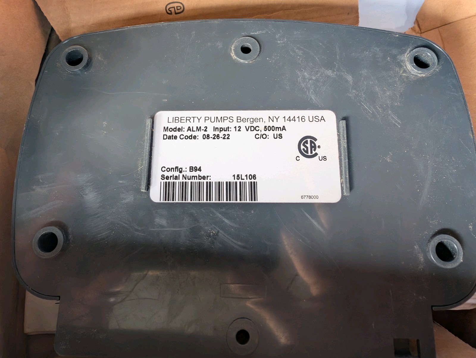 Liberty Pumps ALM-2 Level Alarm: Audio/Visual, NEMA 1, 500mA, 86 dB, 115 VAC
