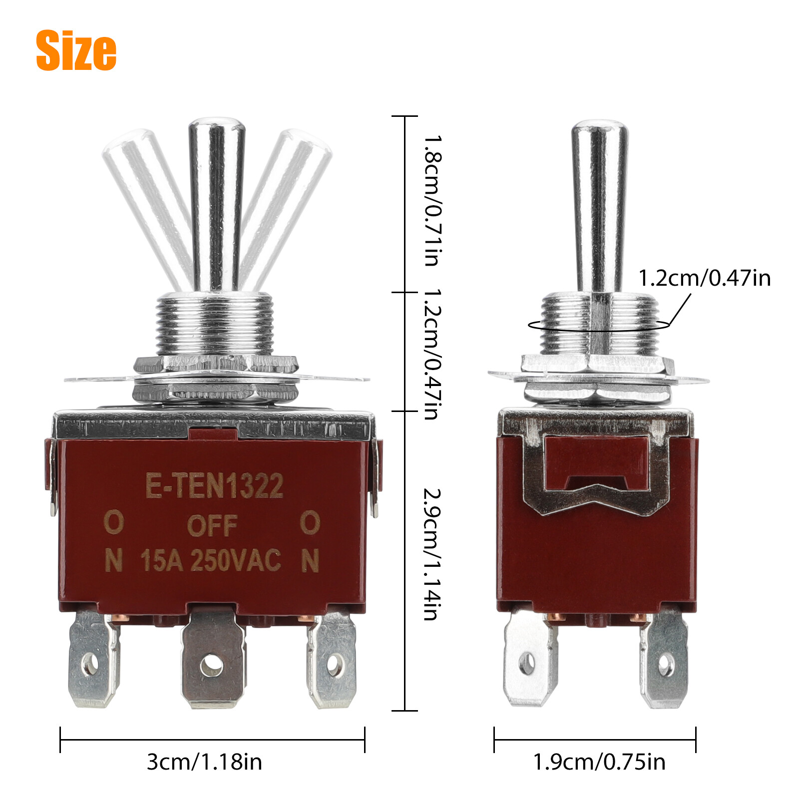3PCS Marine Boat Automotive Car 12V 30A Toggle Switch DPDT On/Off/On 3 Position