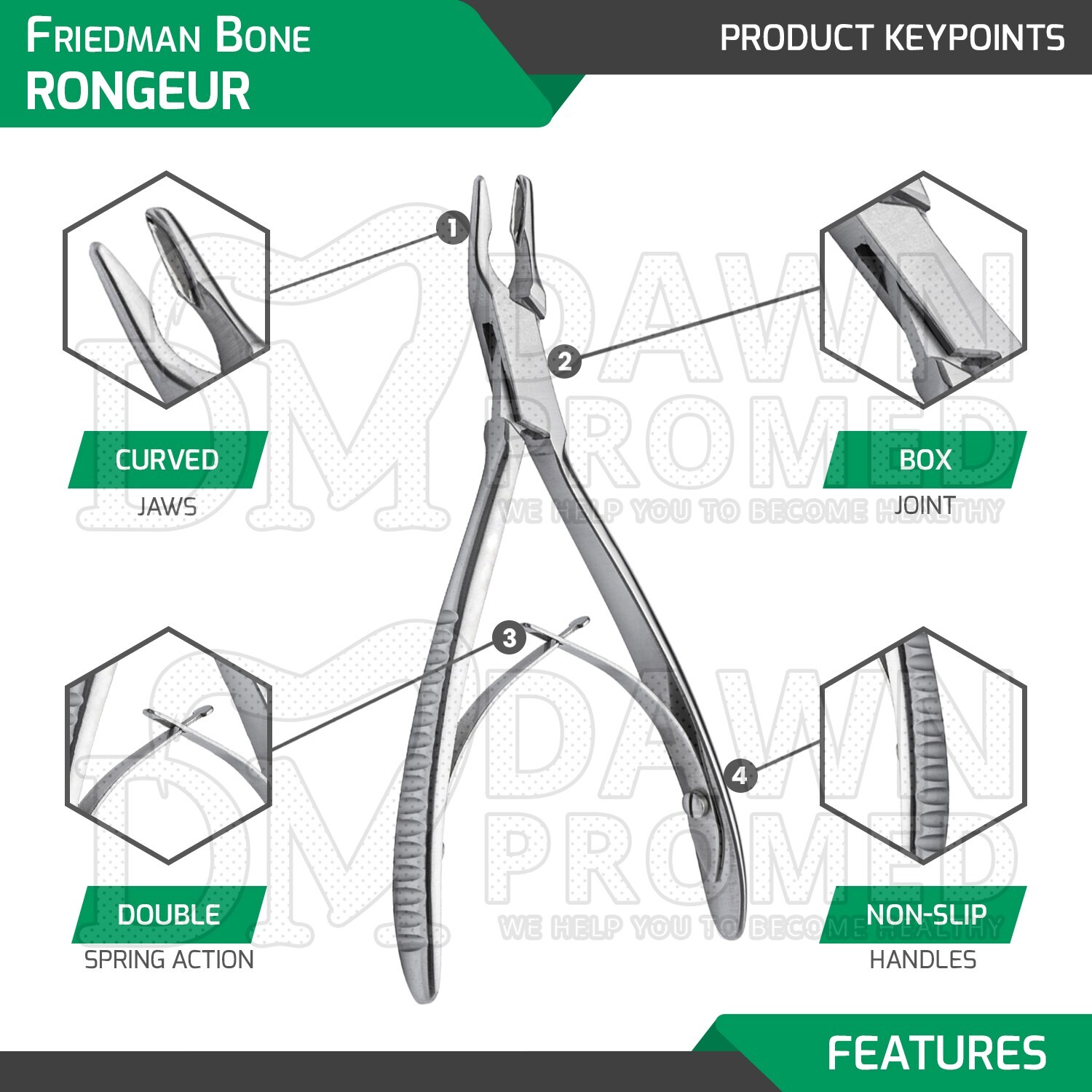 Friedman Bone Rongeur 5.5″ 2.5mm Jaws Surgical Dental Instruments German Grade