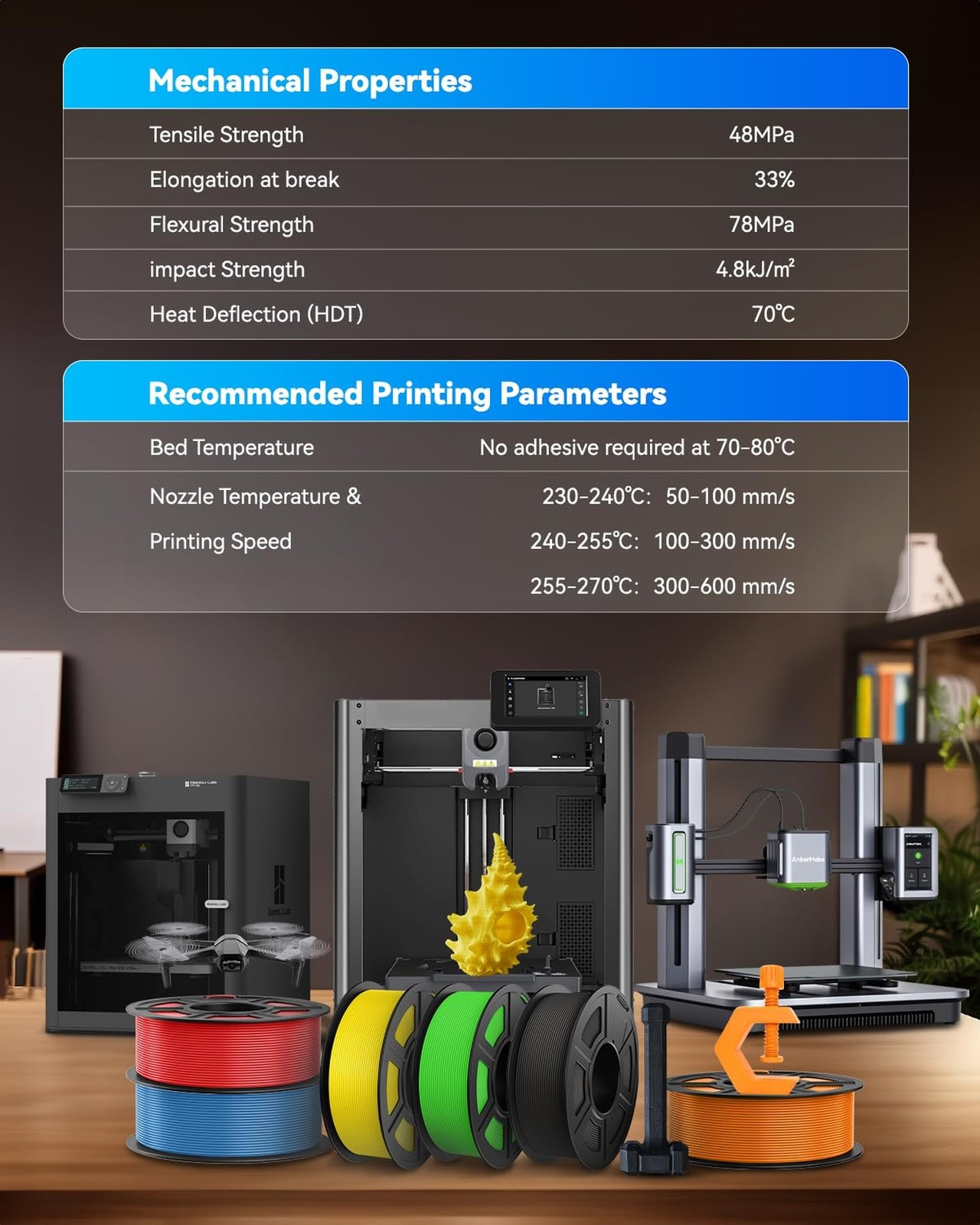 JAYO Rapid Matte PETG Filament 1.75mm Black 1.1KG, High Speed 30-600mm/s 3D P…