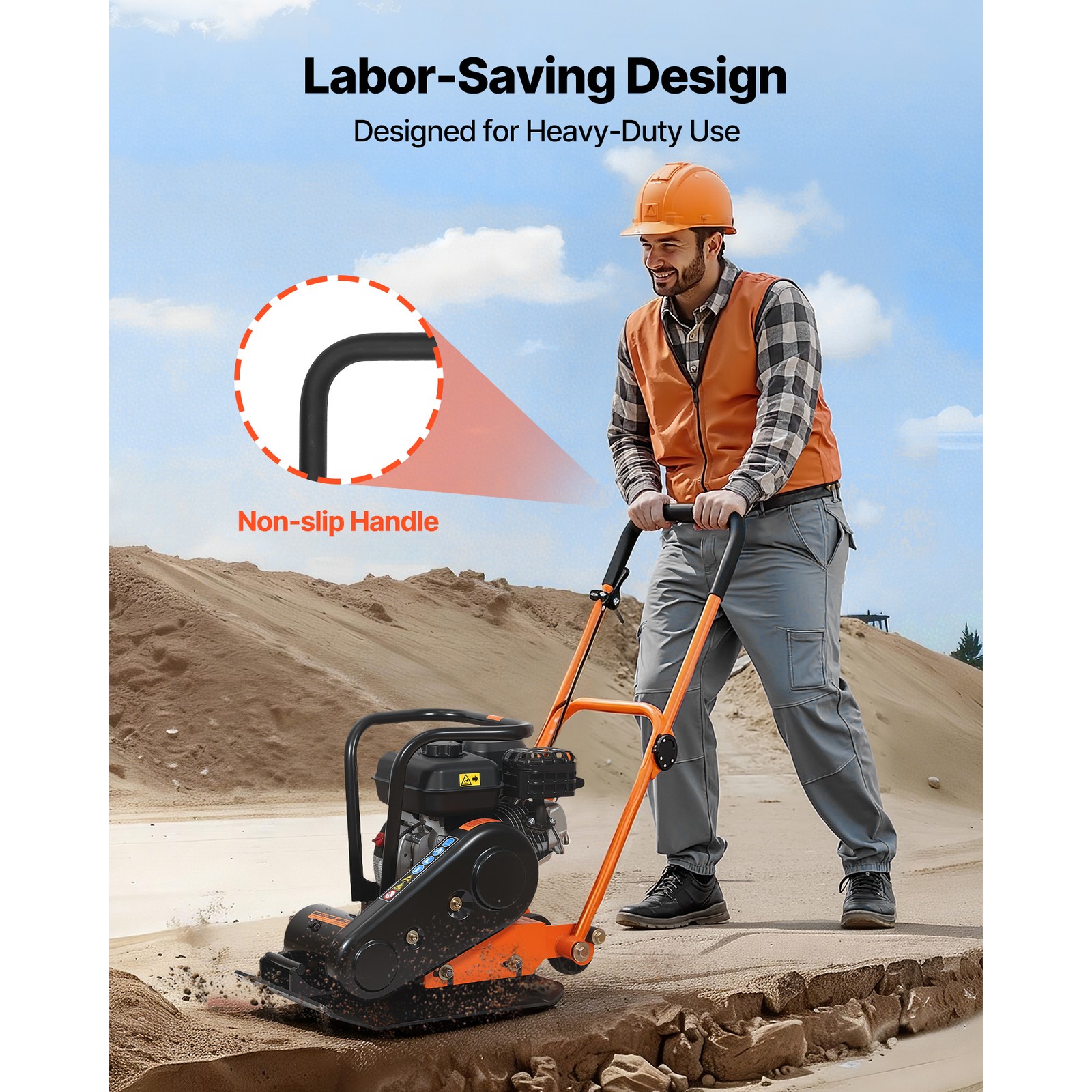 Uimoso 6.5HP Vibrating Plate Compactor for Asphalt, 5600VPM, 2360lbs