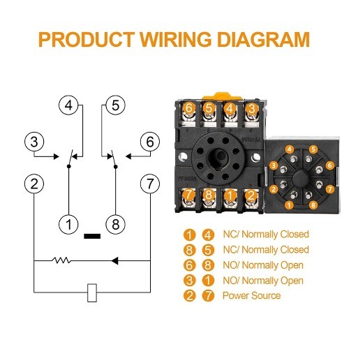 MK2P I General Purpose Electromagnetic Power Relay DC 12V Coil 8 Pin DPDT Base