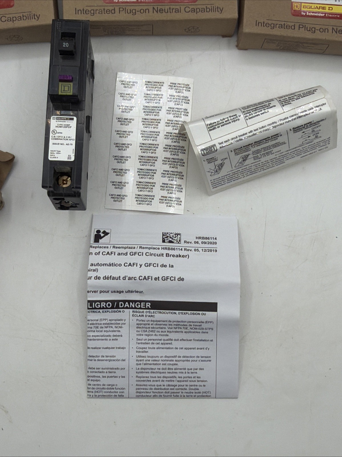 10 PCS Square D HOM120PDF HOM120PDFC 20A GFCI/AFCI Combo Plug On Neutral Surplus