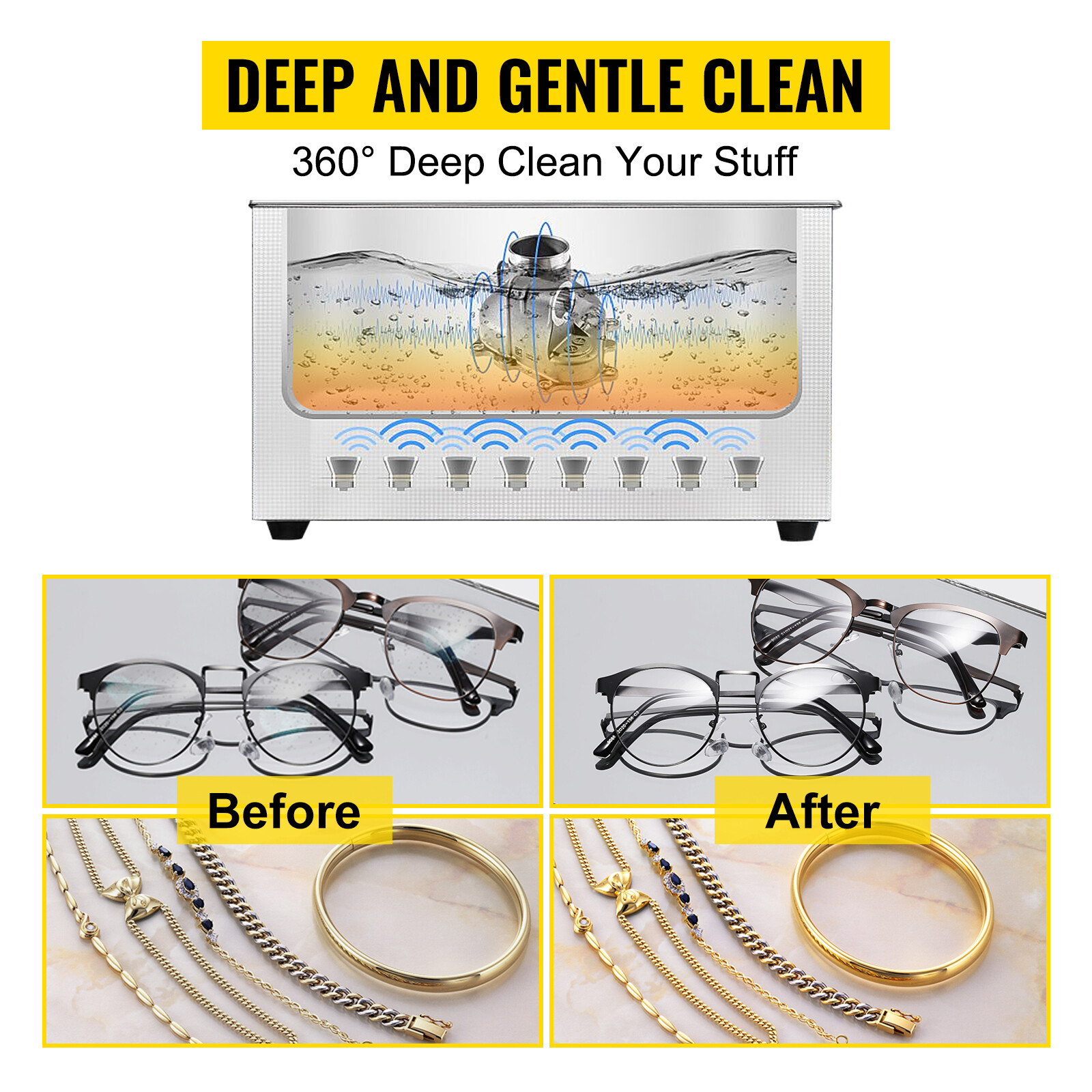 800mL Stainless Steel Ultrasonic Cleaner Jewelry Watch Glasses Cleaning Machine